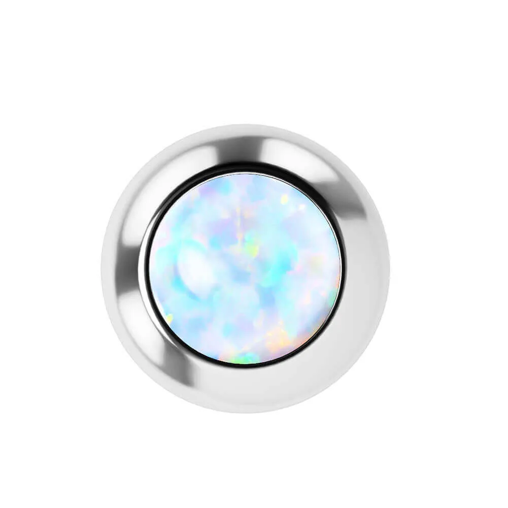 14K White Gold Nipple Ring Opal Ball Nipple Piercing Barbell