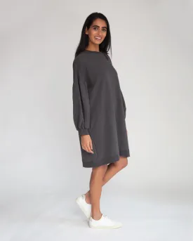 Abigail Organic Cotton Dress In Dark Grey Marl