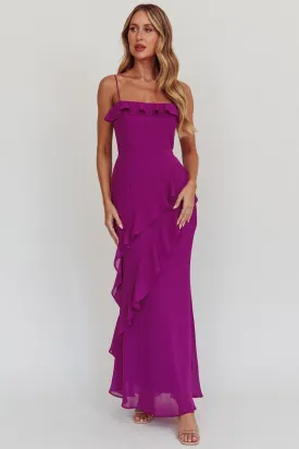 Actual Sunshine Ruffle Trim Maxi Dress Plum