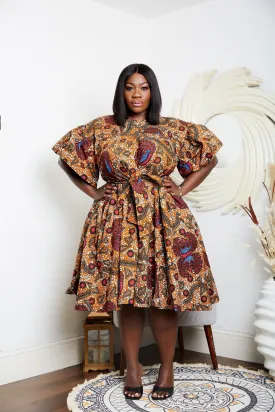 African Print Cotton Shift Midi Dress - Efuru