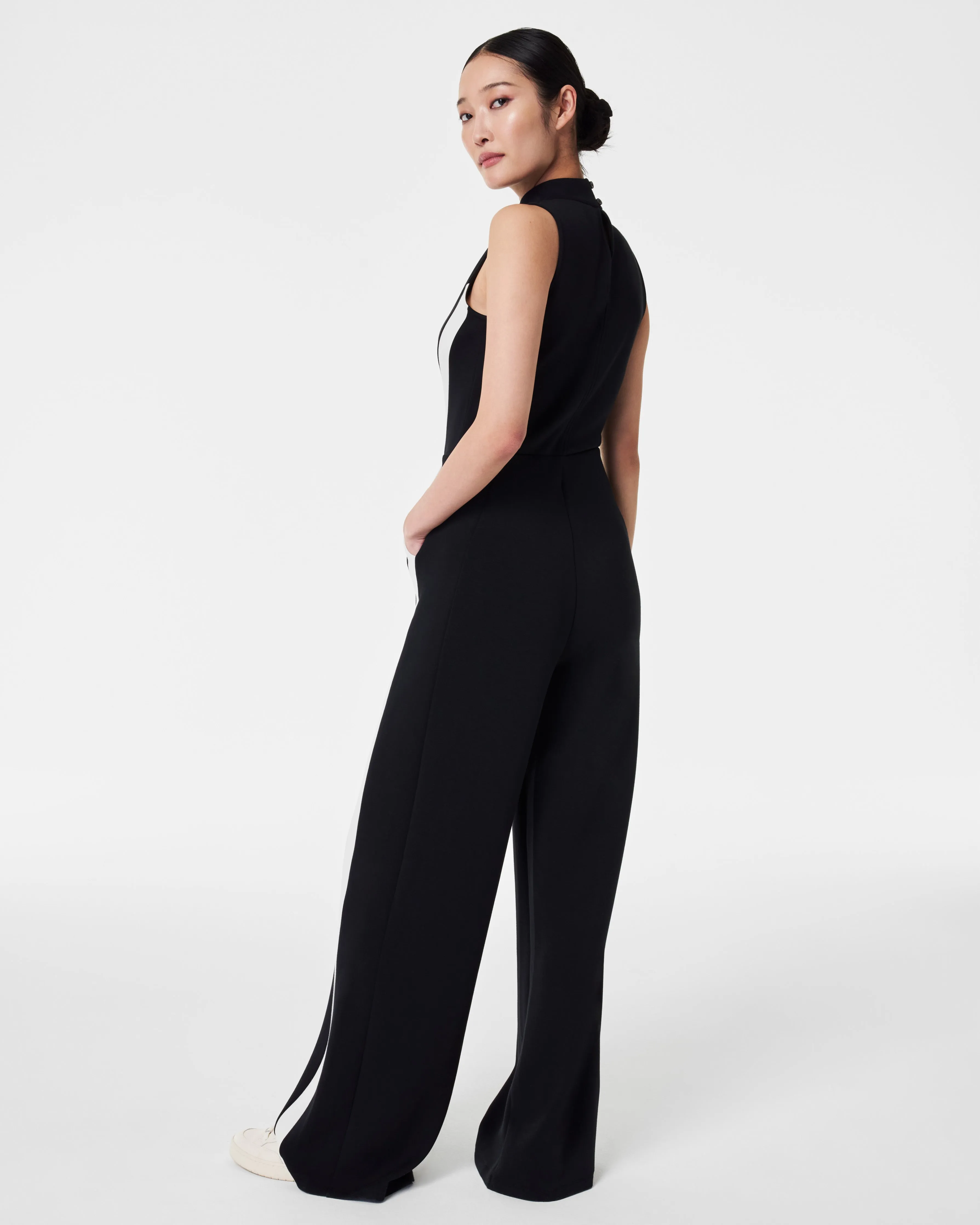 AirEssentials Mock Neck Striped Track Jumpsuit