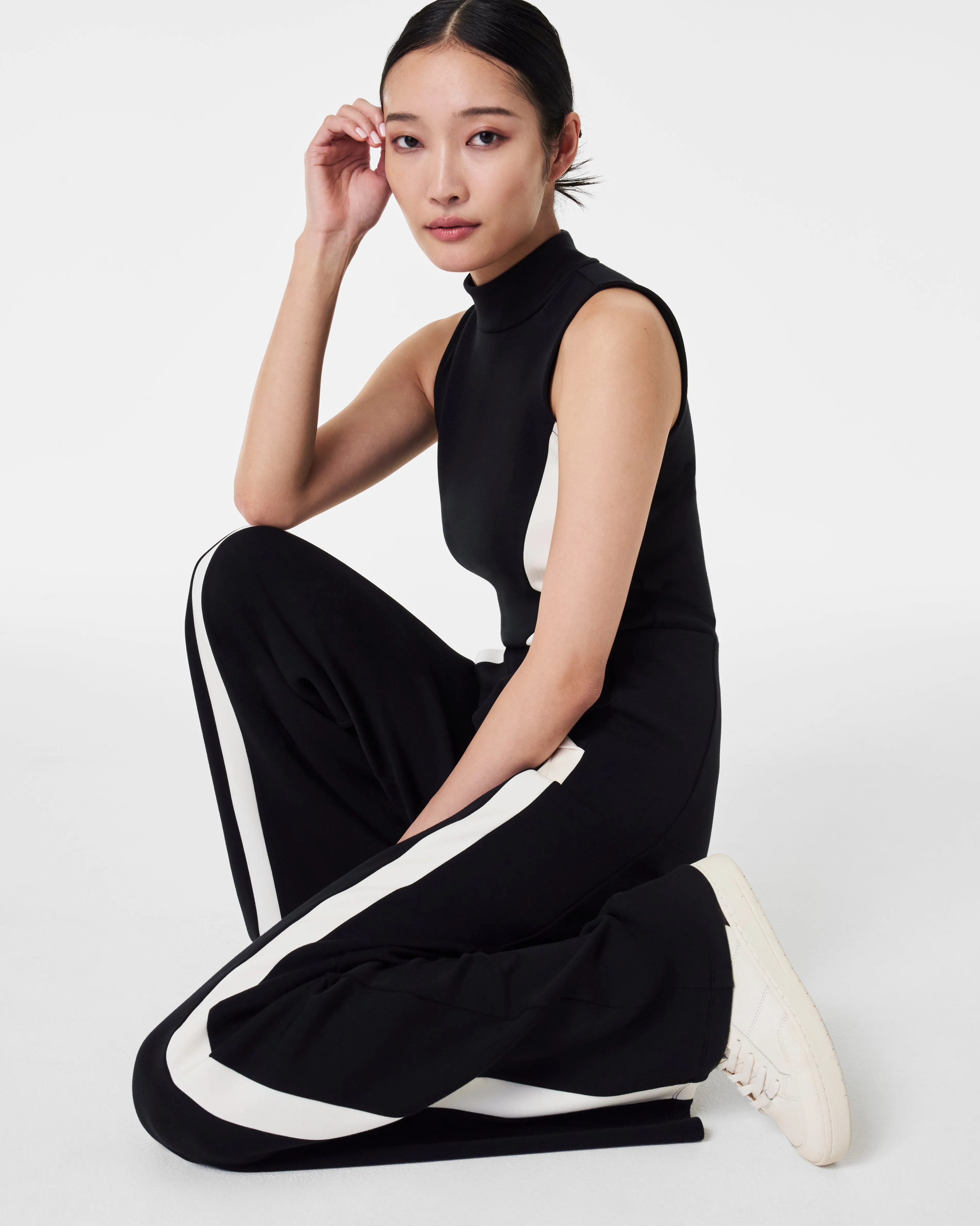 AirEssentials Mock Neck Striped Track Jumpsuit