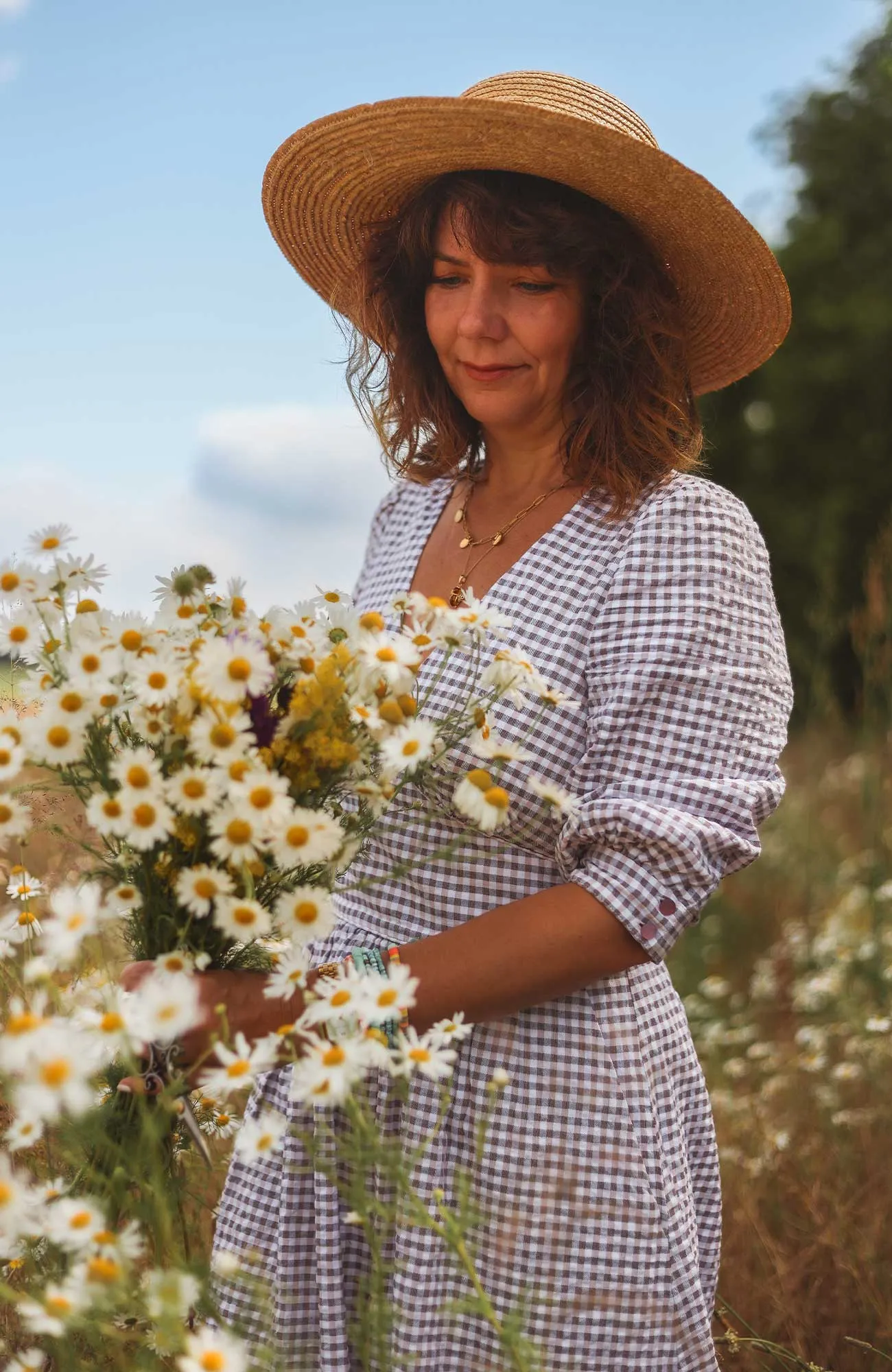 Amelia Parma Violet Gingham Dress