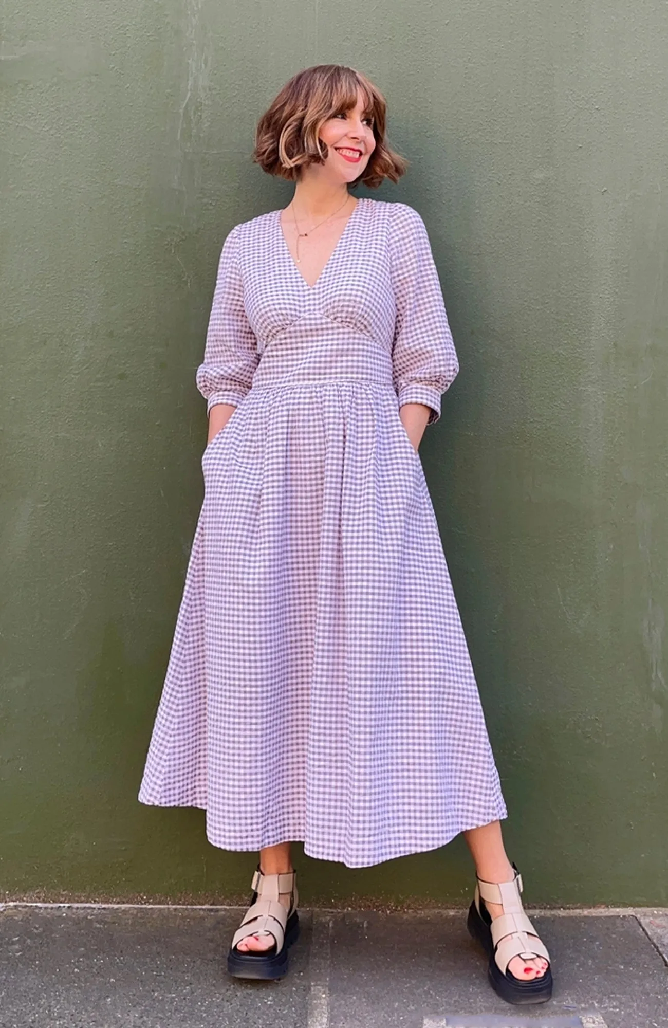 Amelia Parma Violet Gingham Dress