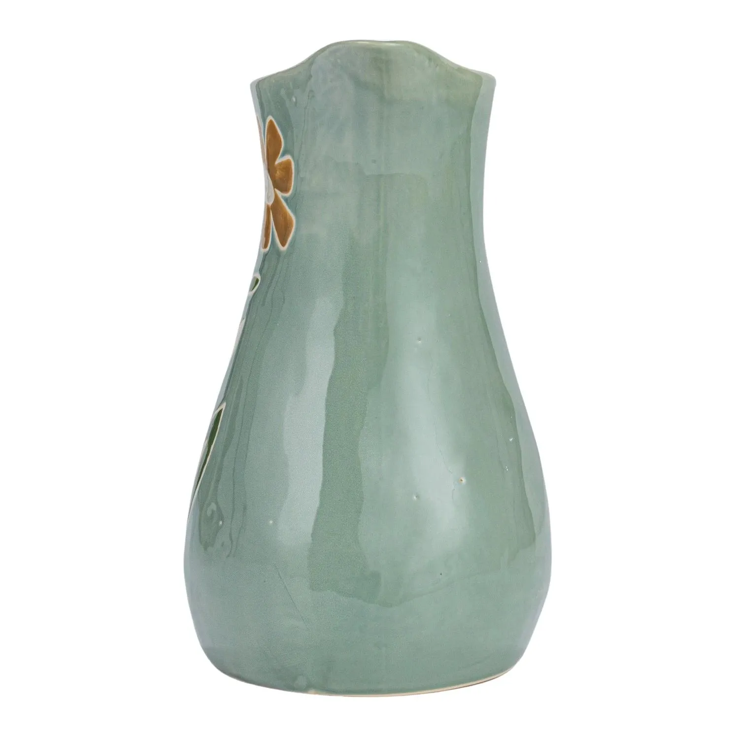 Aqua Floral Stone Pitcher