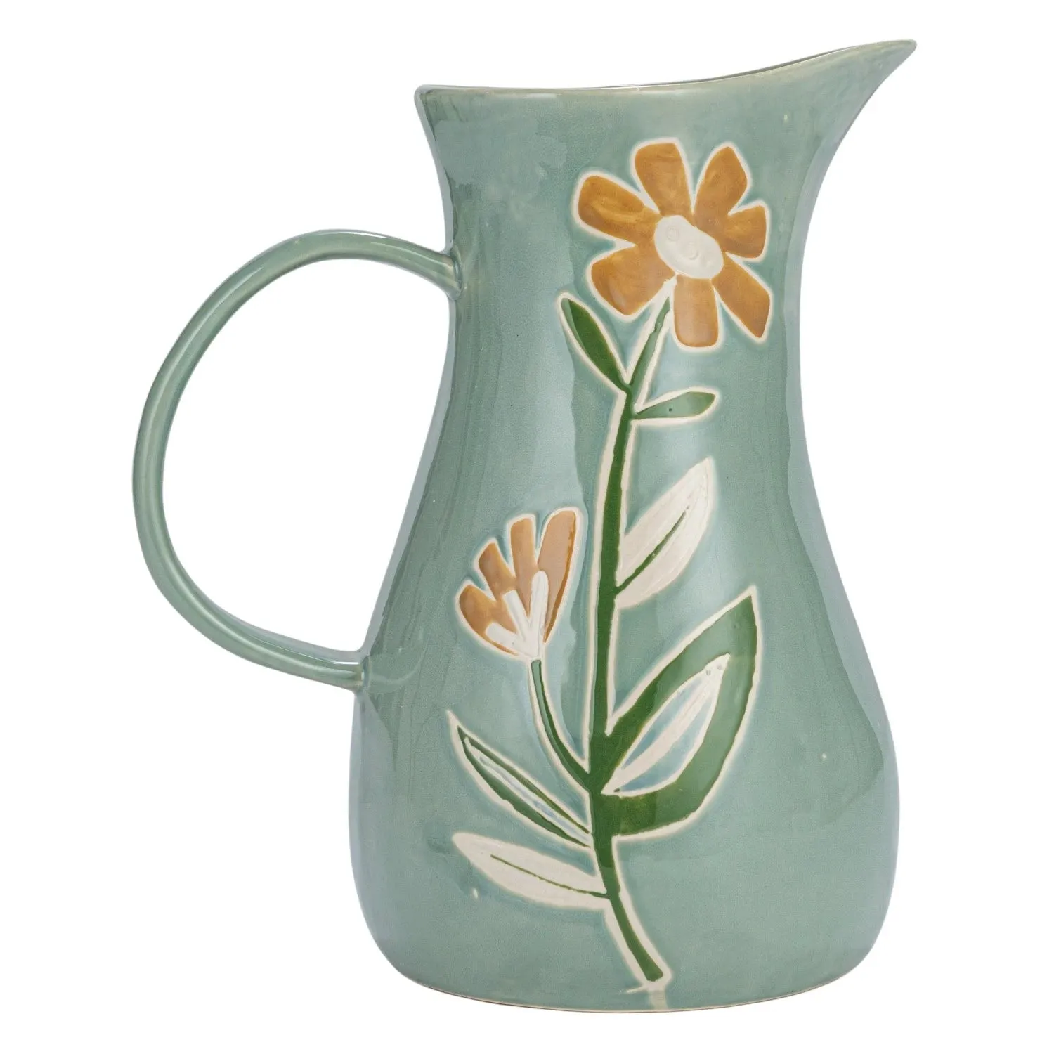 Aqua Floral Stone Pitcher