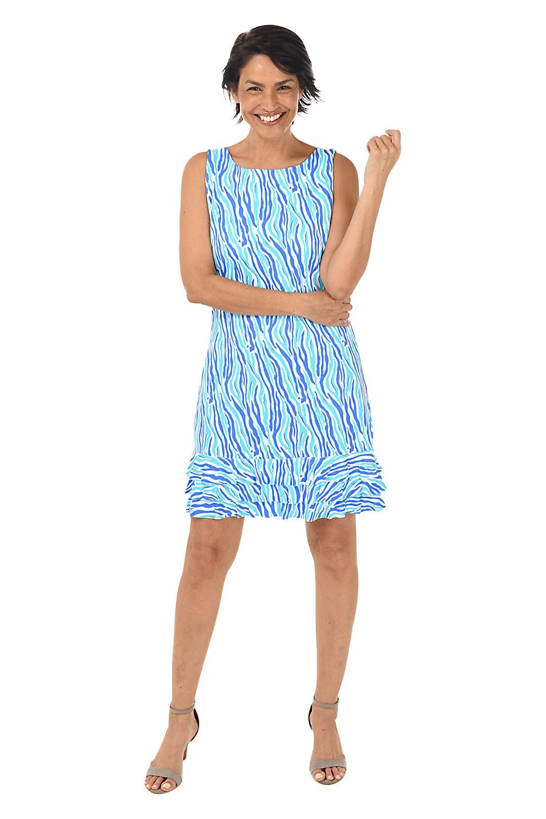 Aqua Zebra UPF50  Ruffle Dress