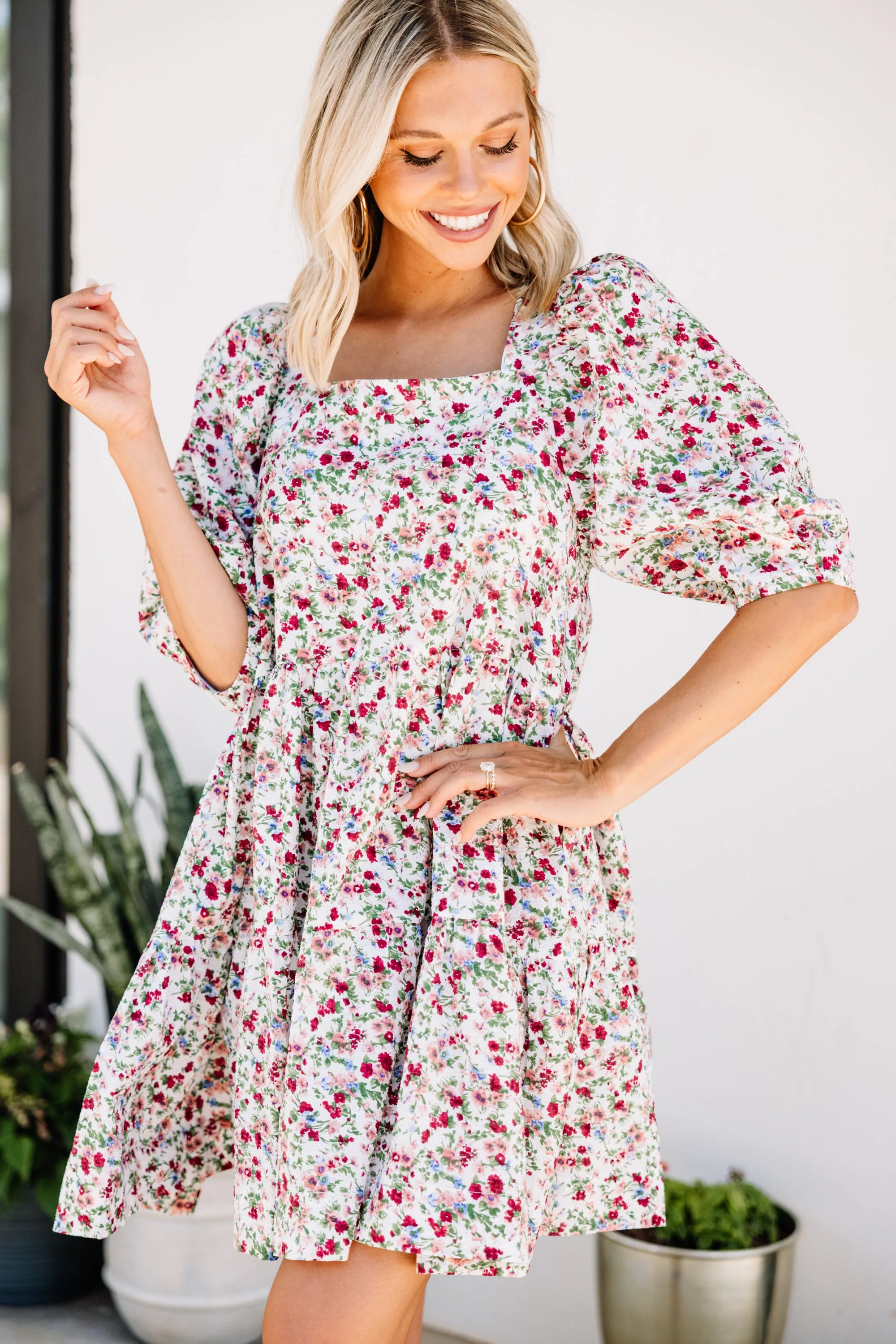 As A Matter Of Fact Pink Ditsy Floral Dress