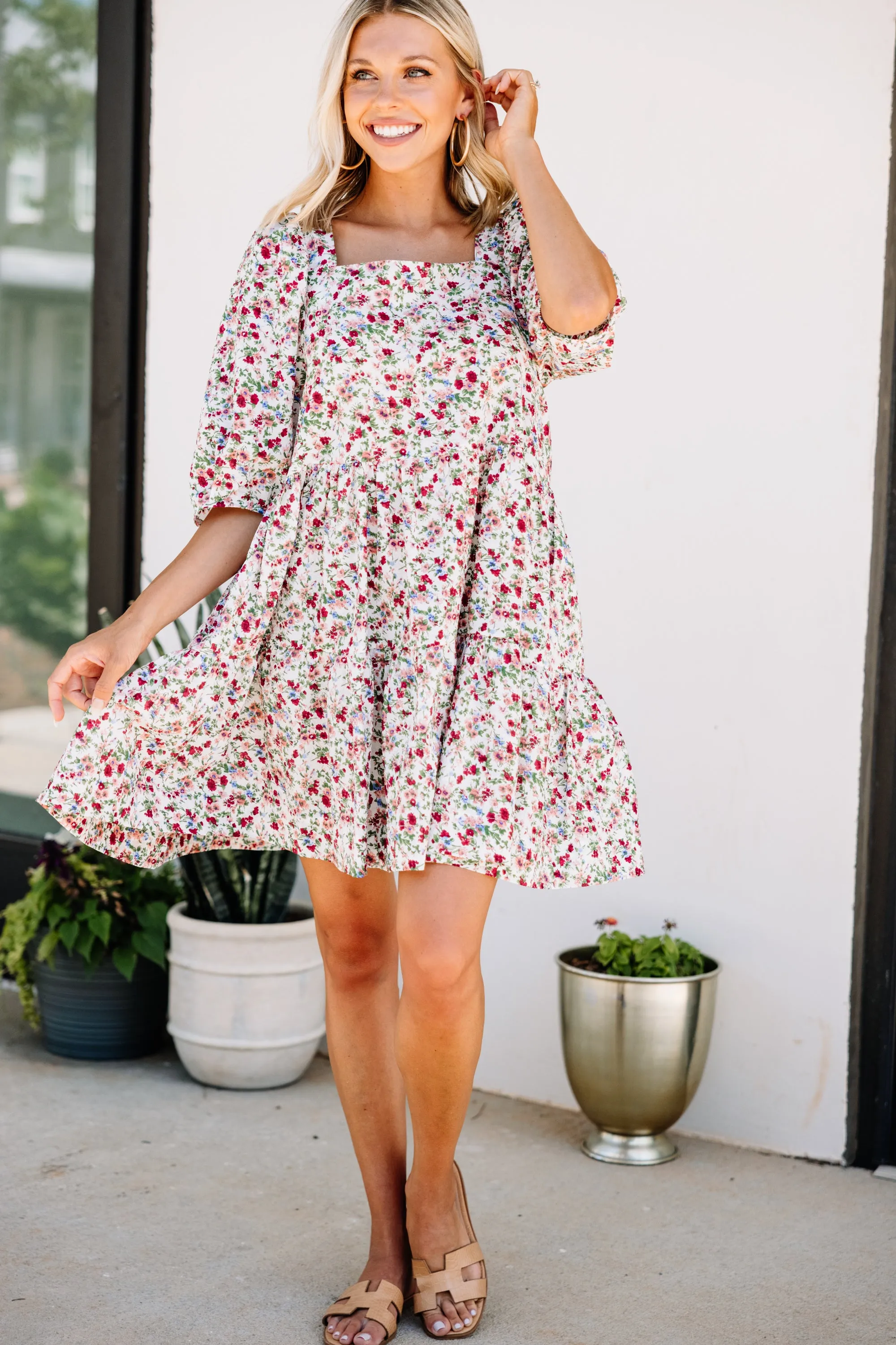 As A Matter Of Fact Pink Ditsy Floral Dress