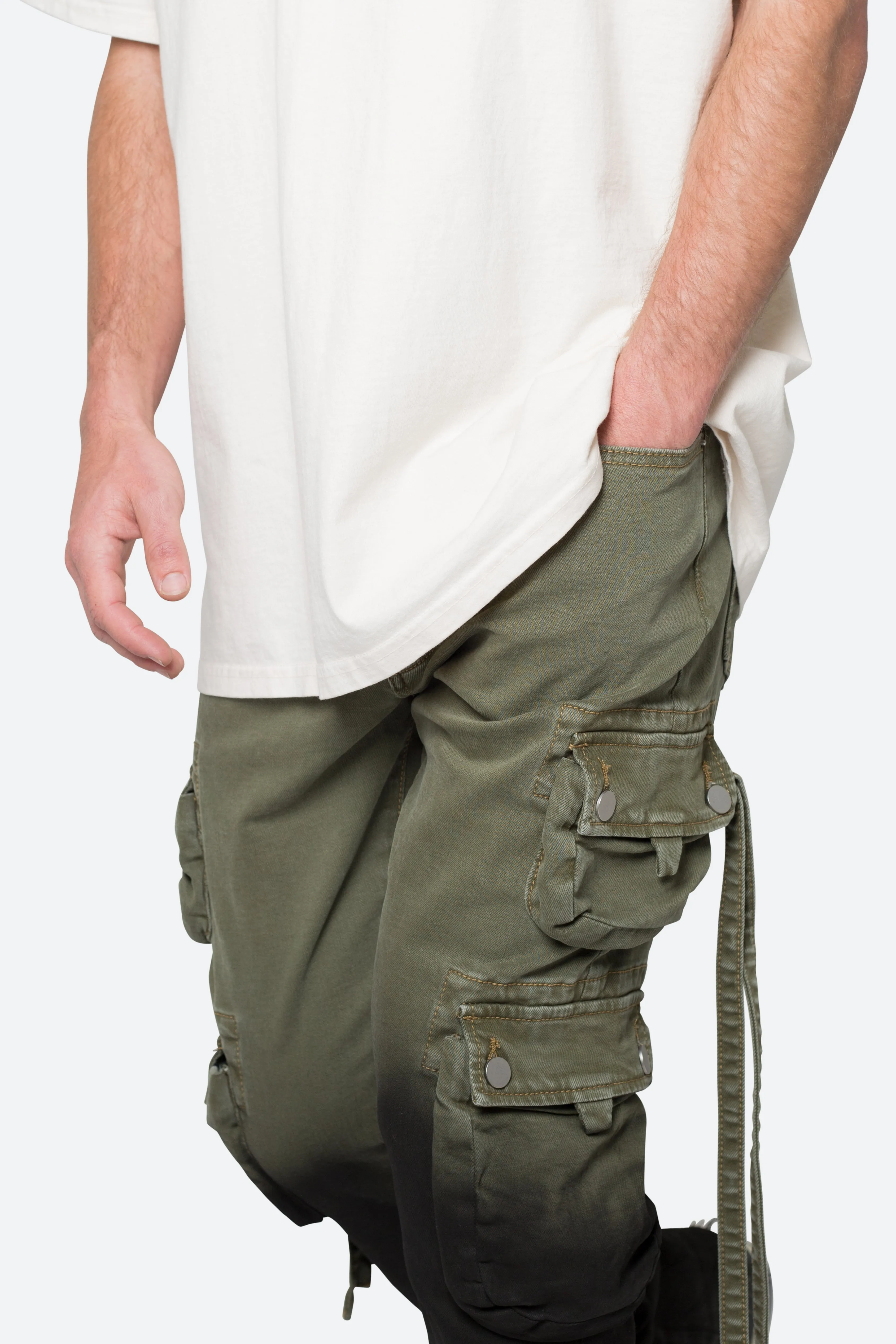 B569 Cargo Flare Denim - Olive/Black