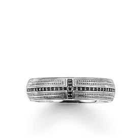 Band Ring "Cross Pavé"