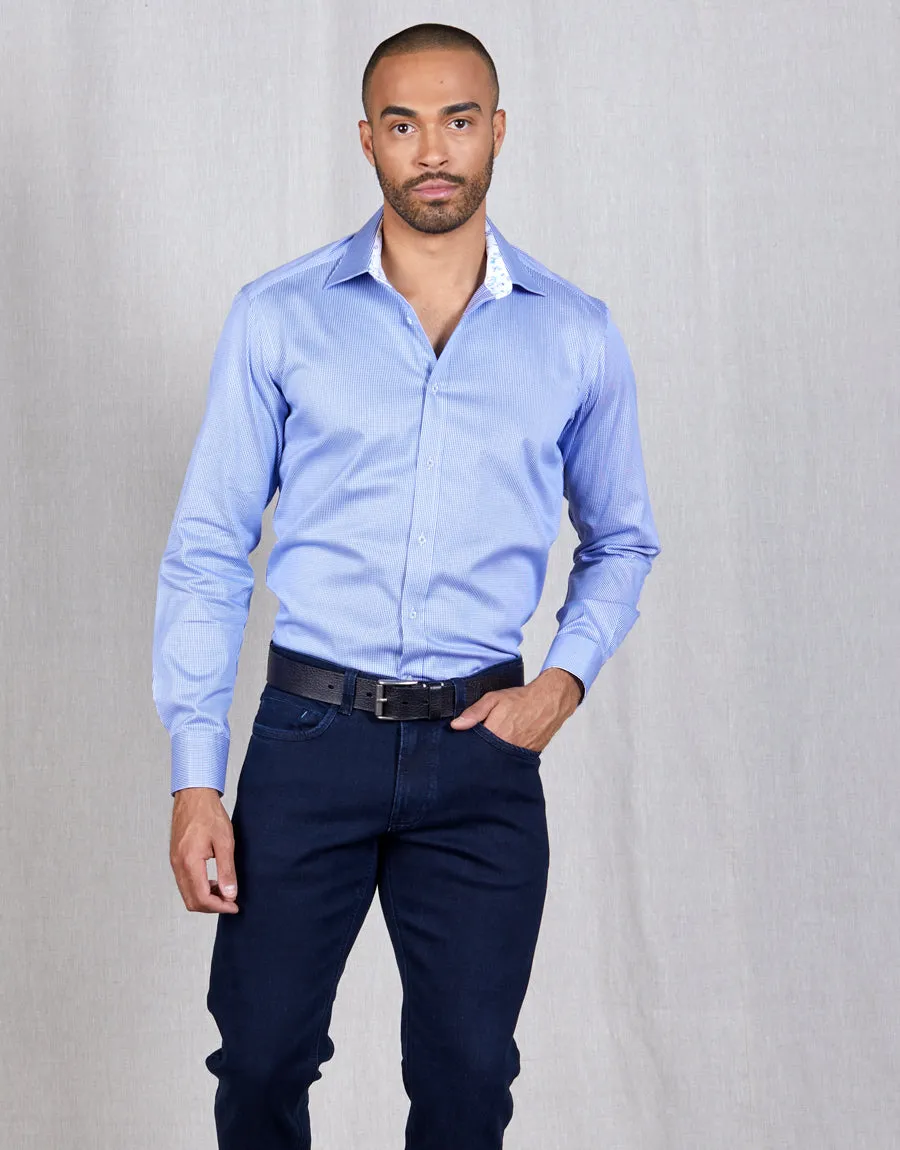 Barbican Blue Microdesign Smart Casual Shirt