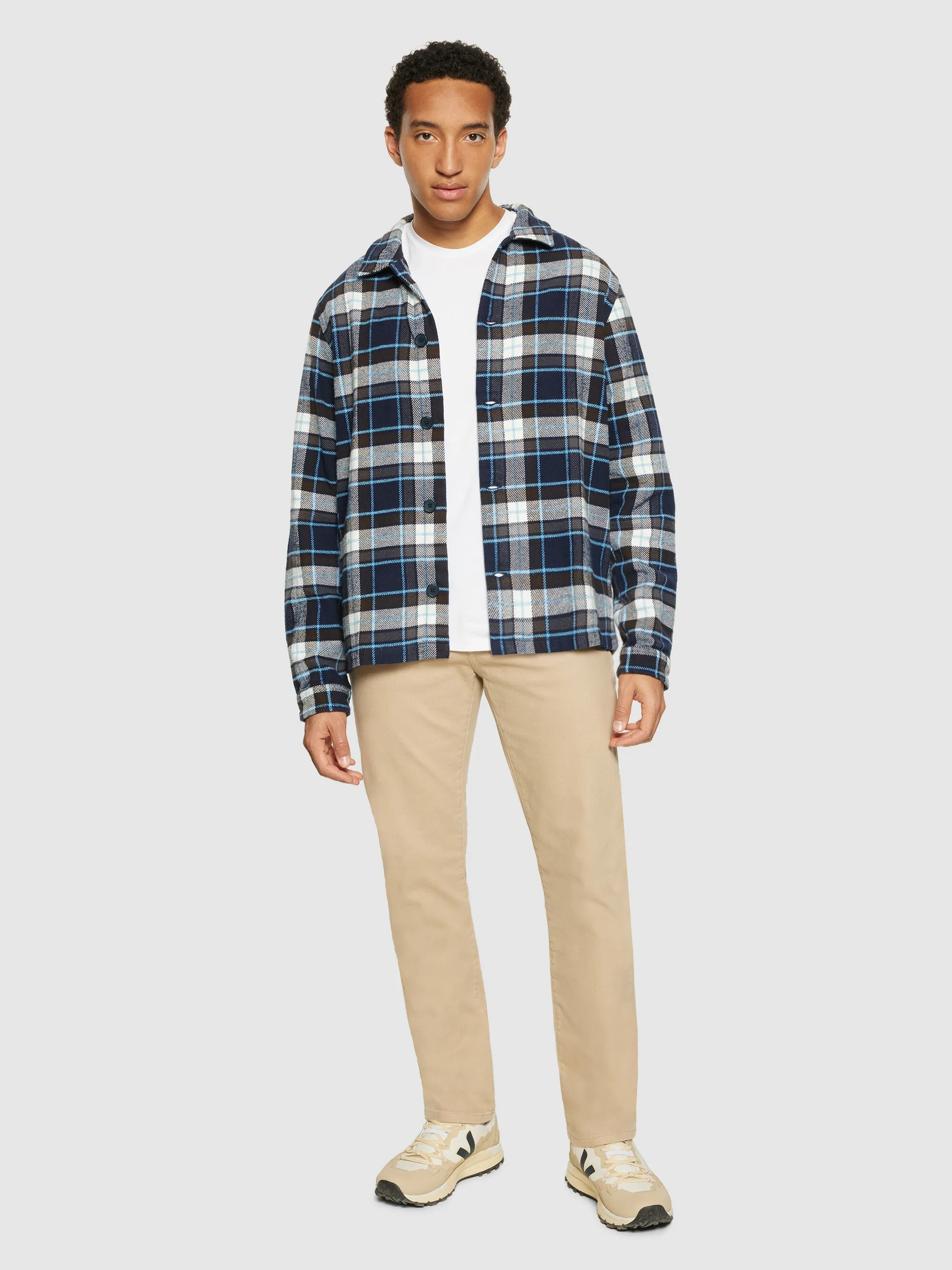 Big checked heavy flannel overshirt - blue check