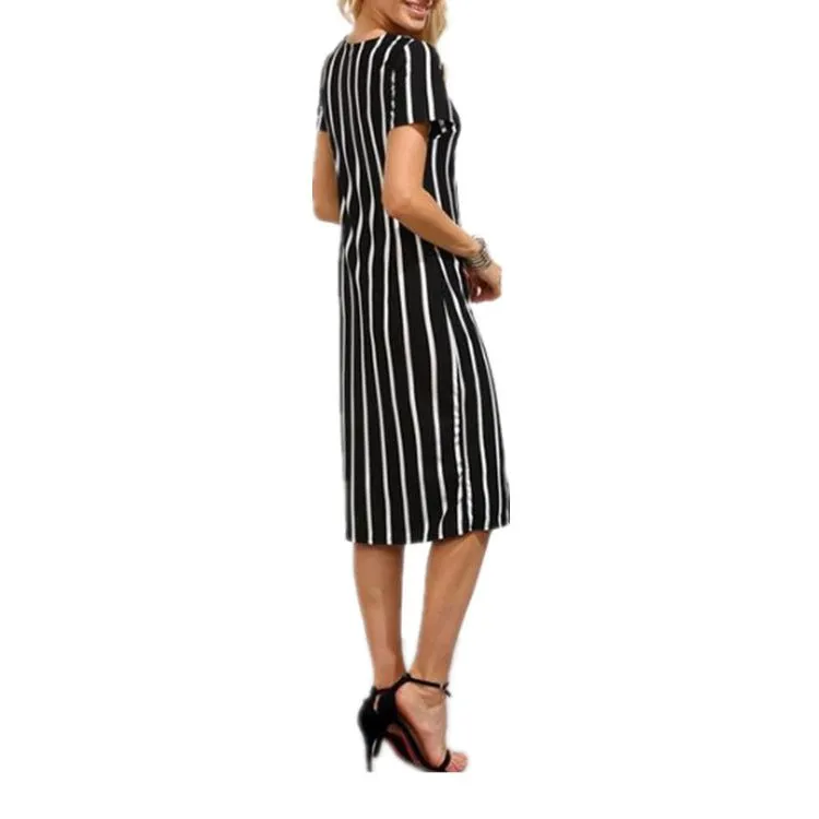 Black & White Stripe Midi Dress