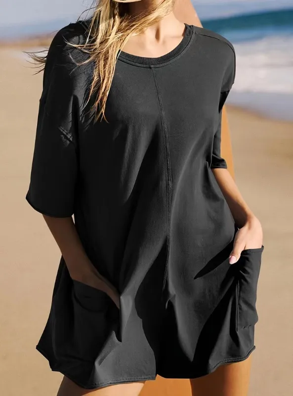 Black Crew Neck Romper