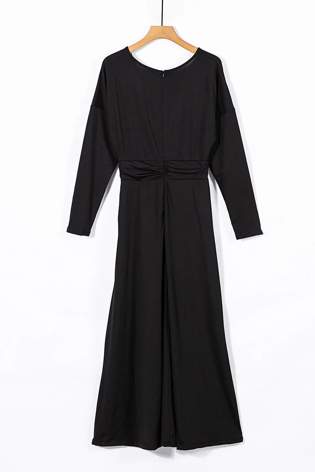 Black Dolman Sleeves Wrap Maxi Dress