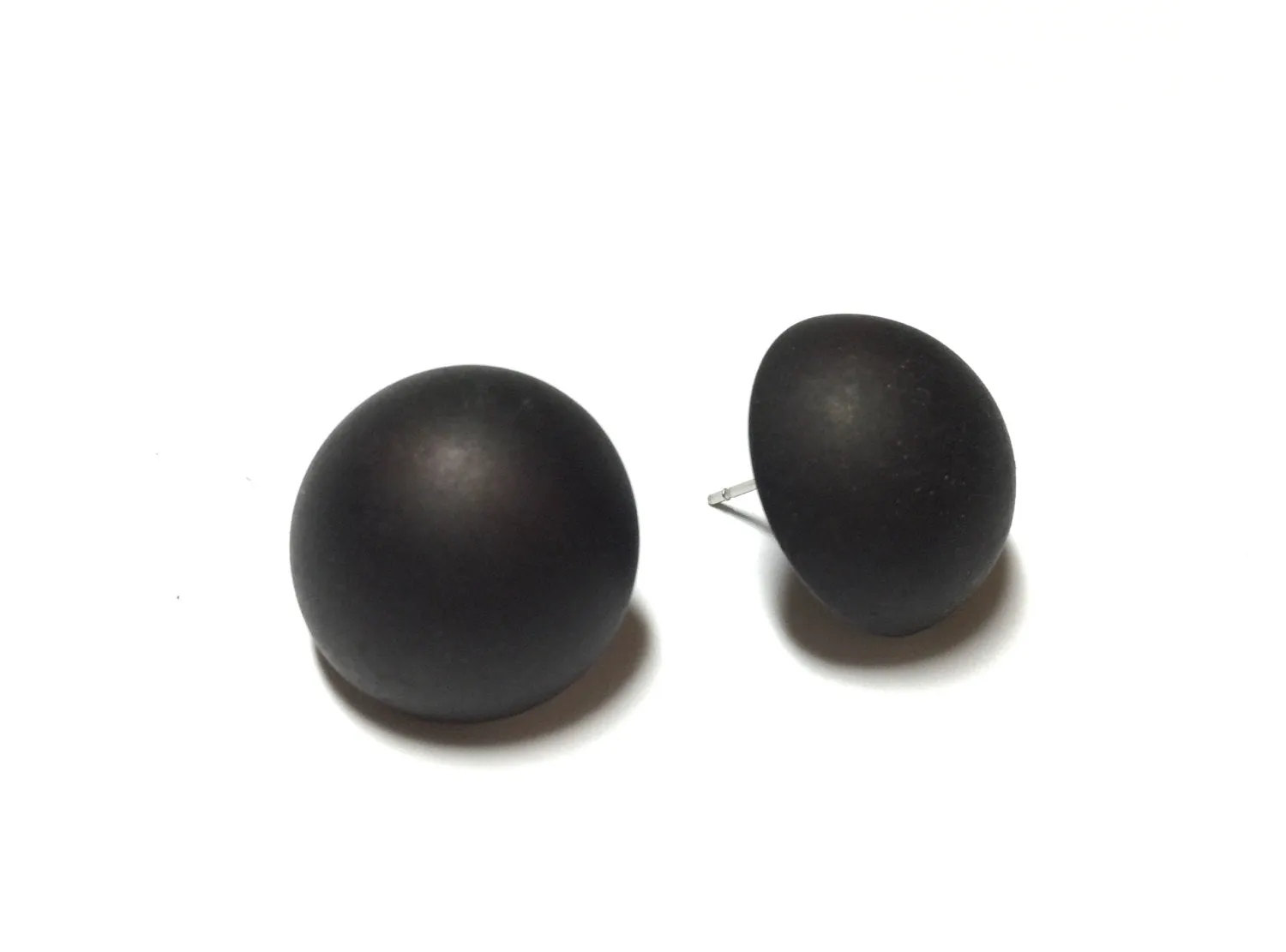 Black Frosted Retro Button Stud Earrings