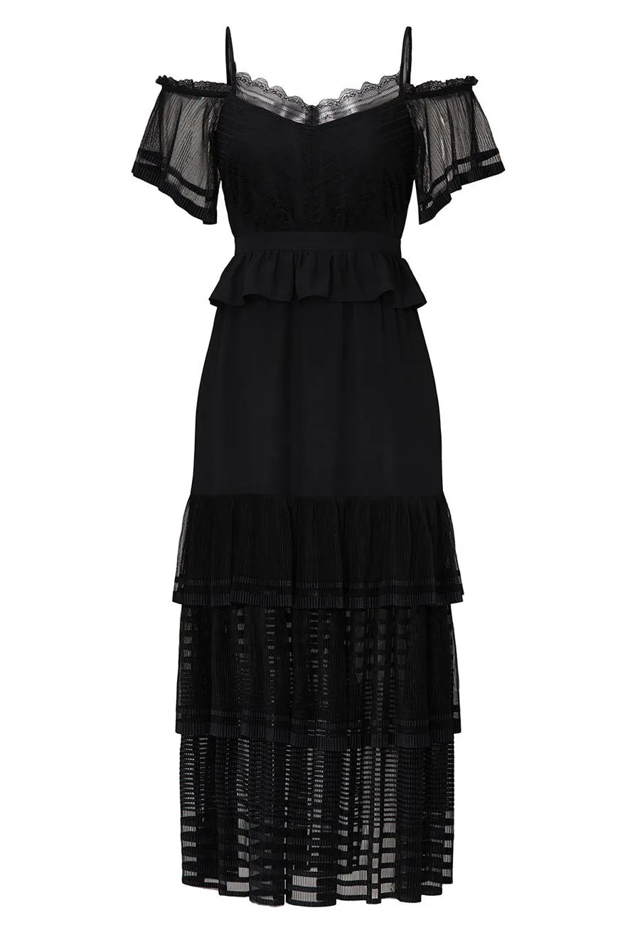 Black Inferno Off Shoulder Midi Dress (UK 6)