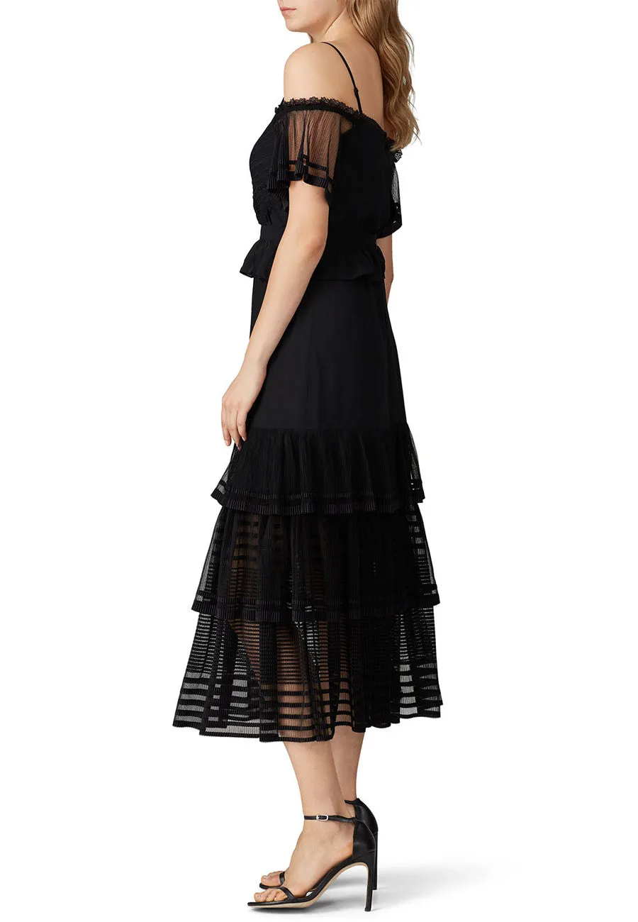 Black Inferno Off Shoulder Midi Dress (UK 6)