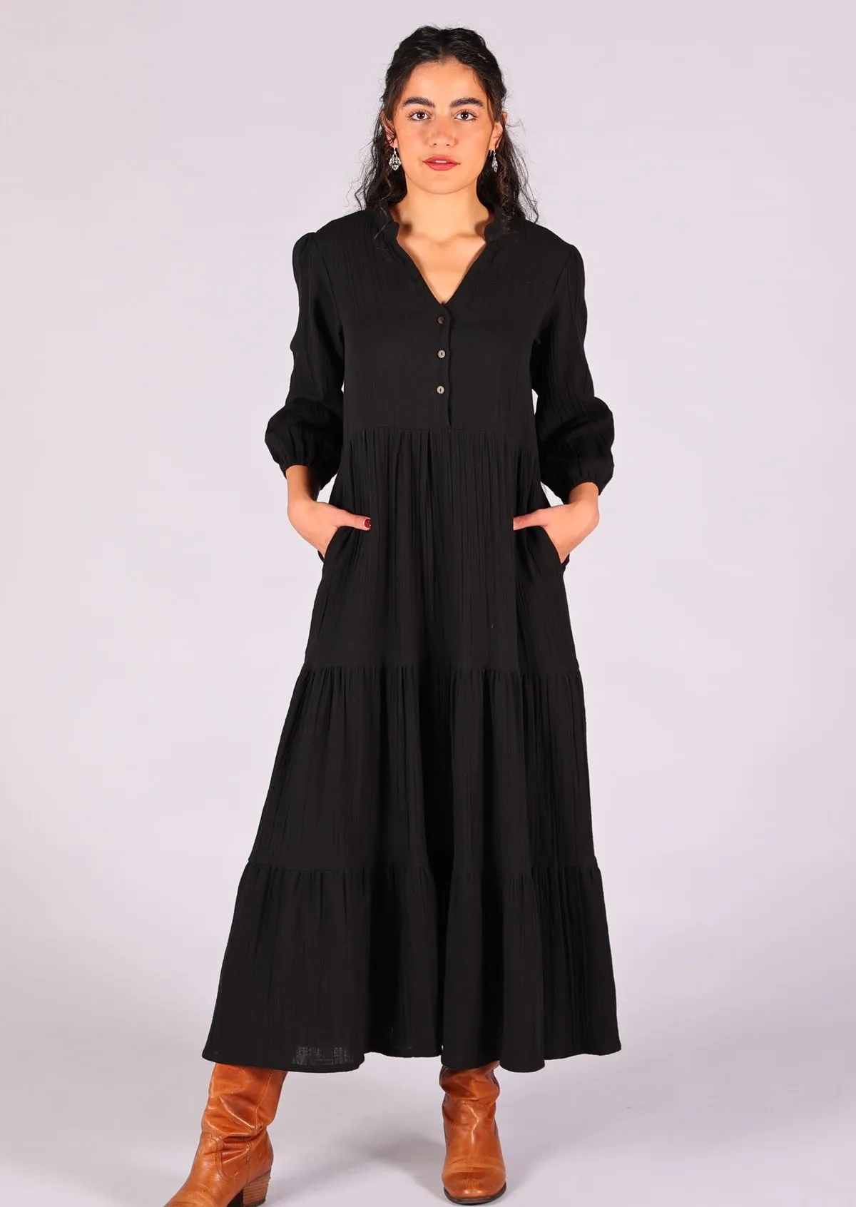 Black Tiered Maxi Dress