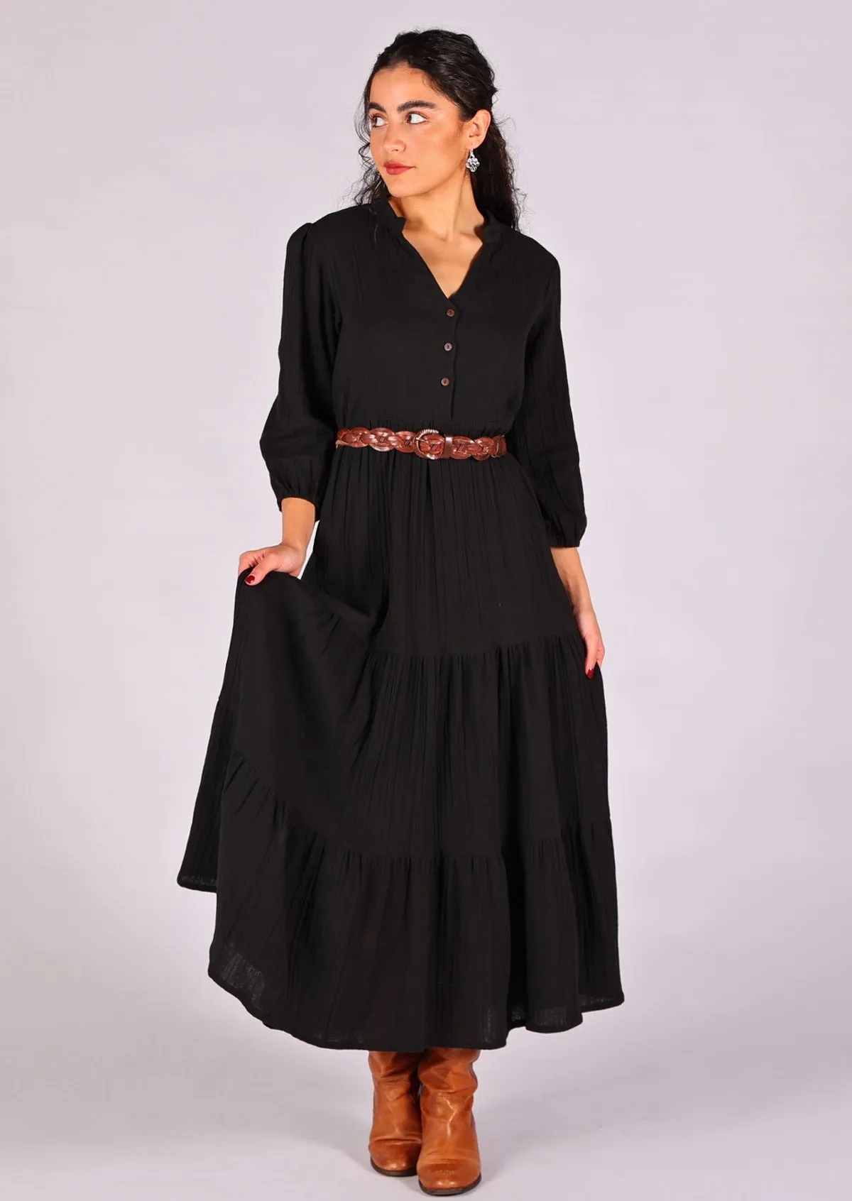 Black Tiered Maxi Dress