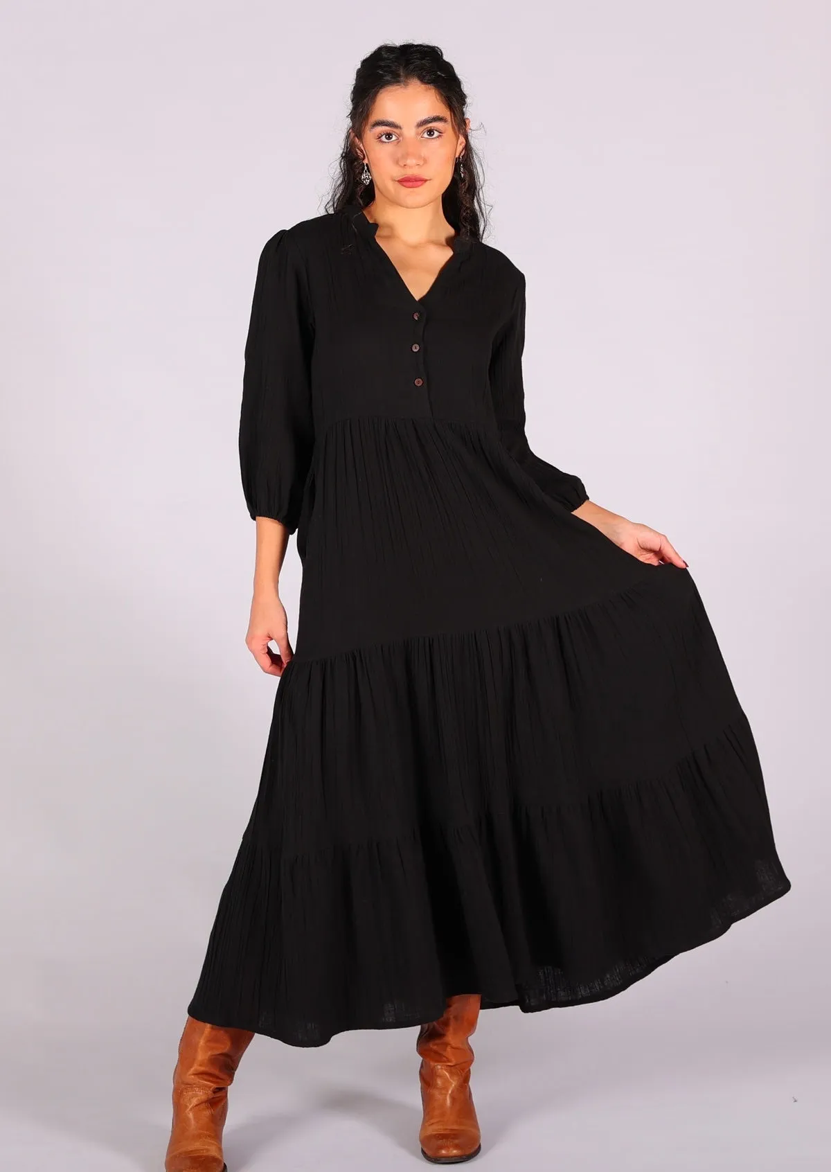 Black Tiered Maxi Dress