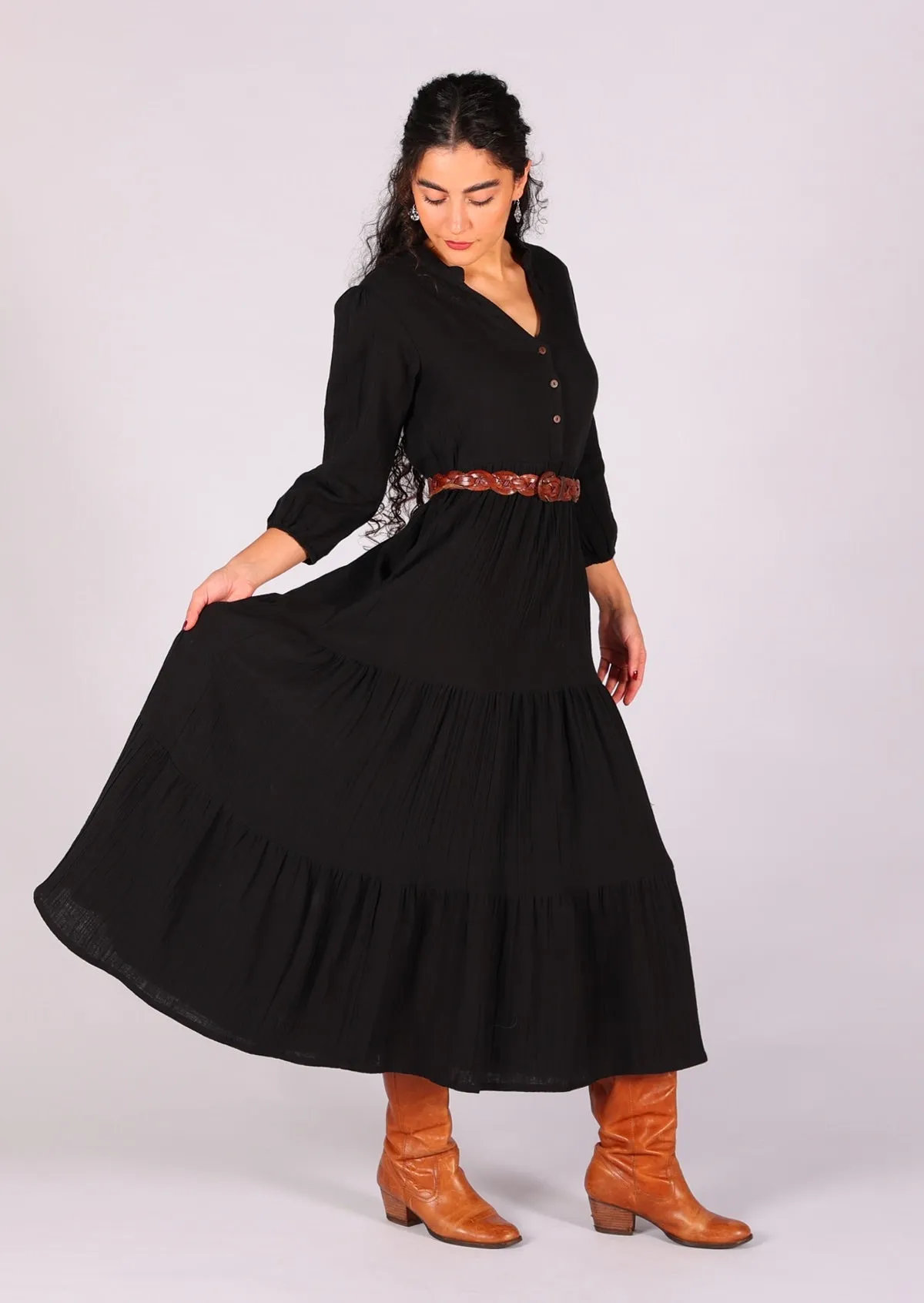 Black Tiered Maxi Dress