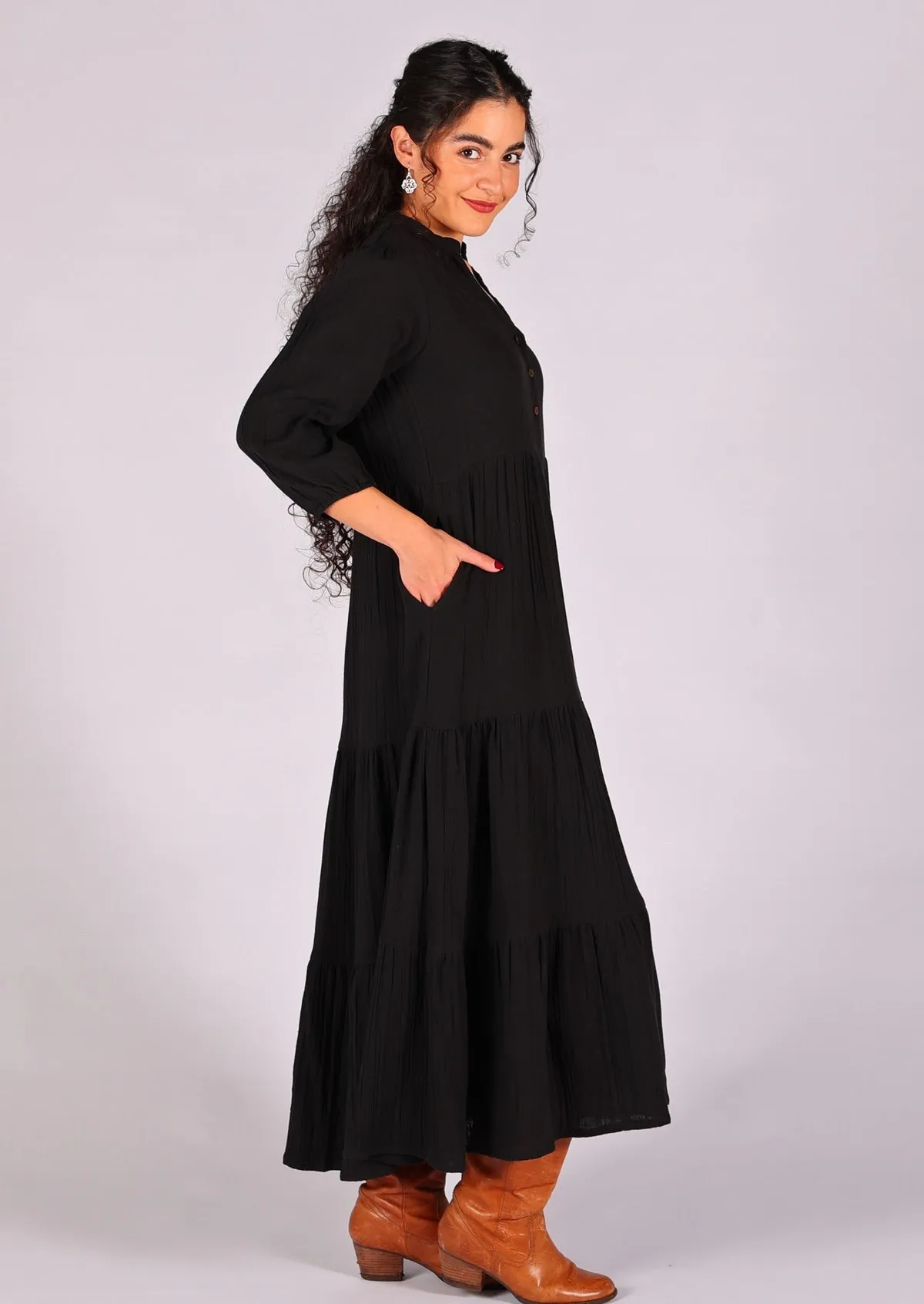 Black Tiered Maxi Dress