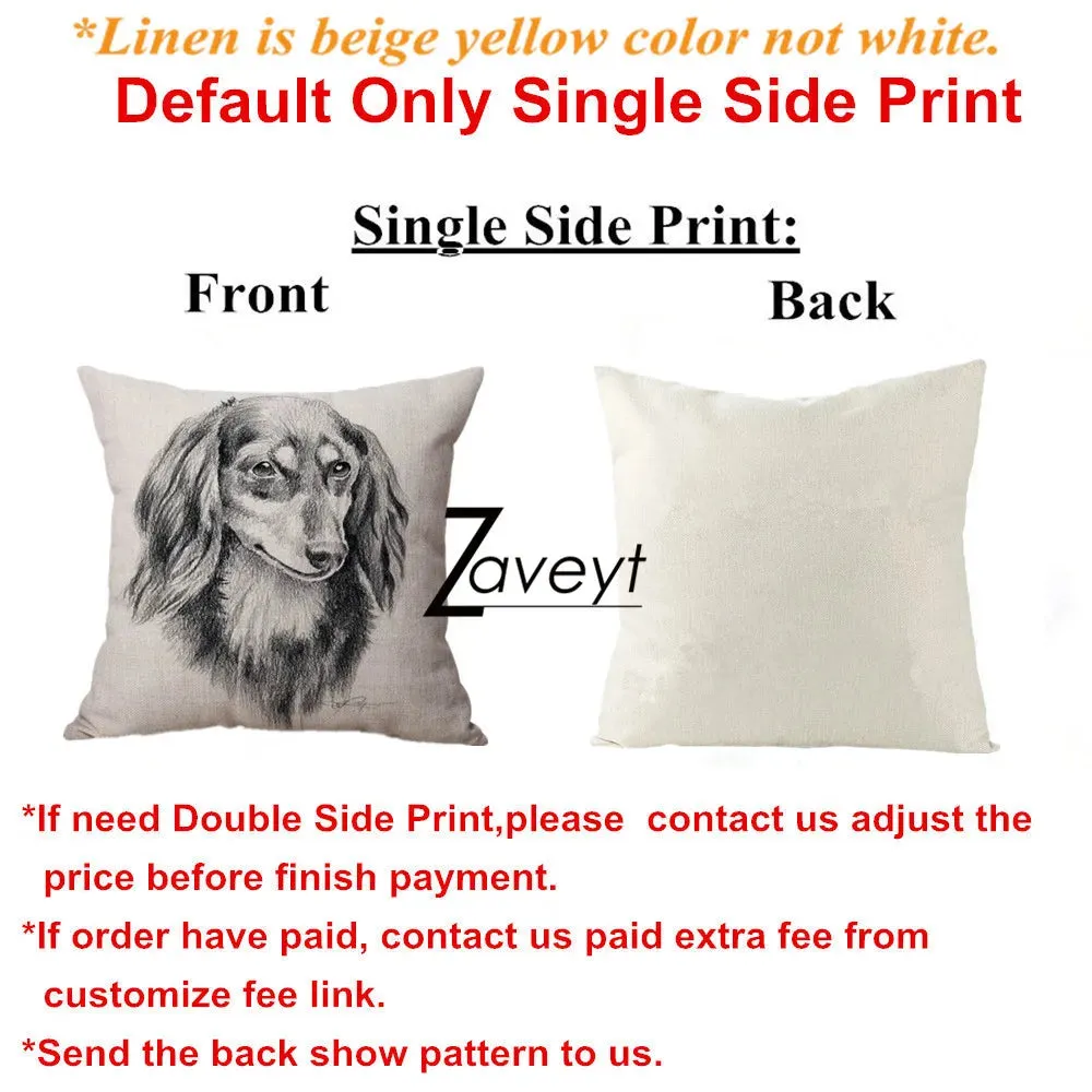 Black White Sketch Dachshund Nordic Linen Pillowcase