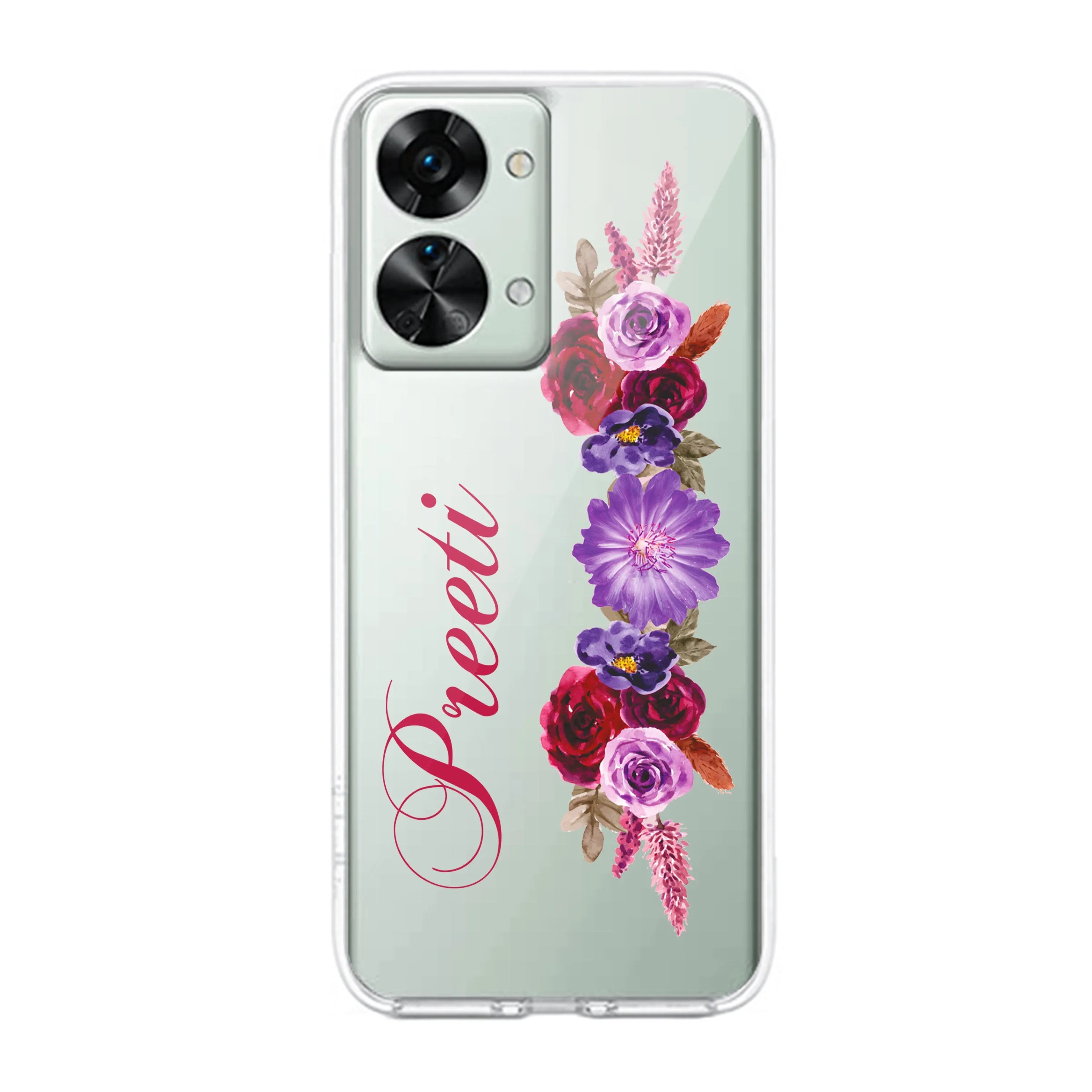 Blue Aster Floral Transparent Silicon Case For OnePlus