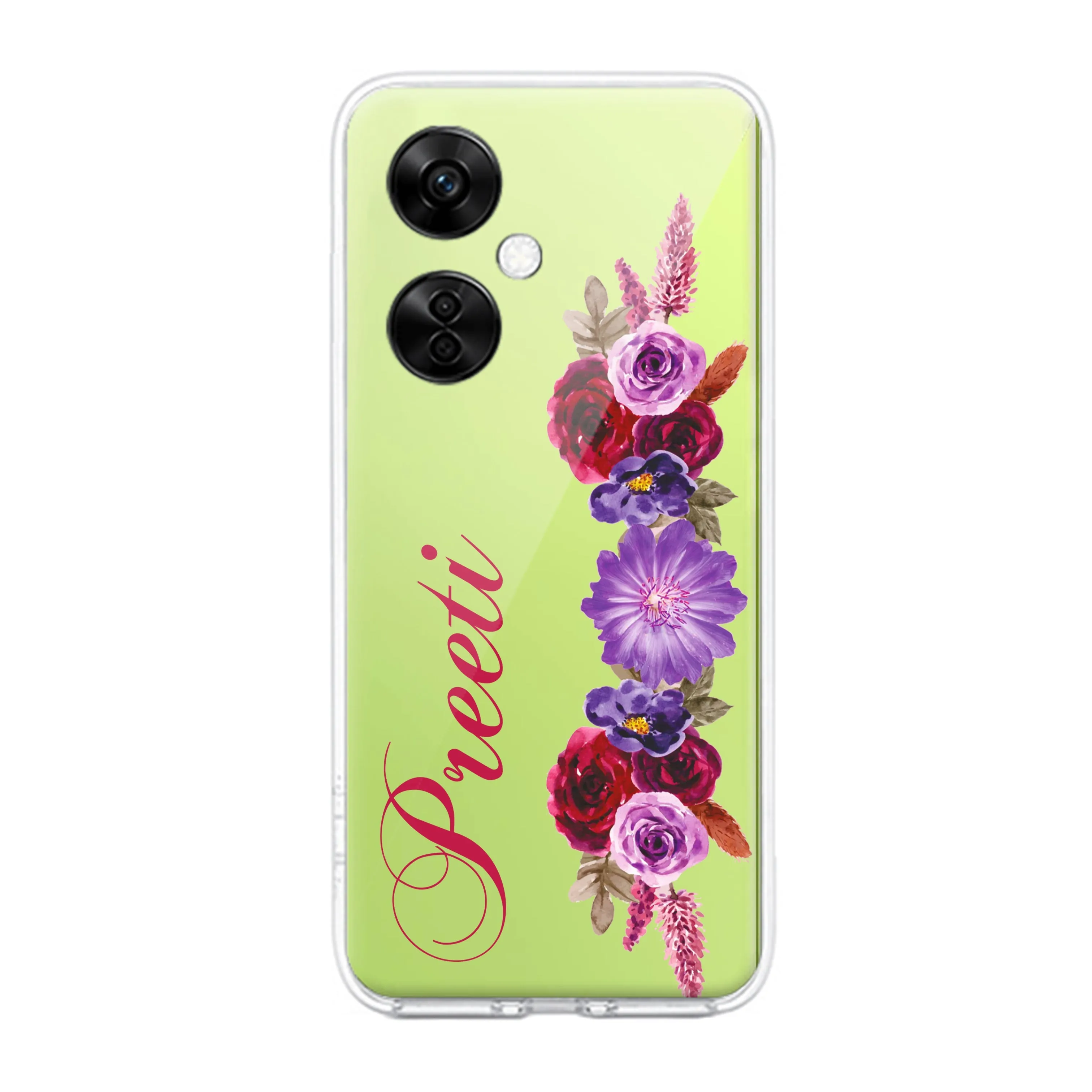 Blue Aster Floral Transparent Silicon Case For OnePlus