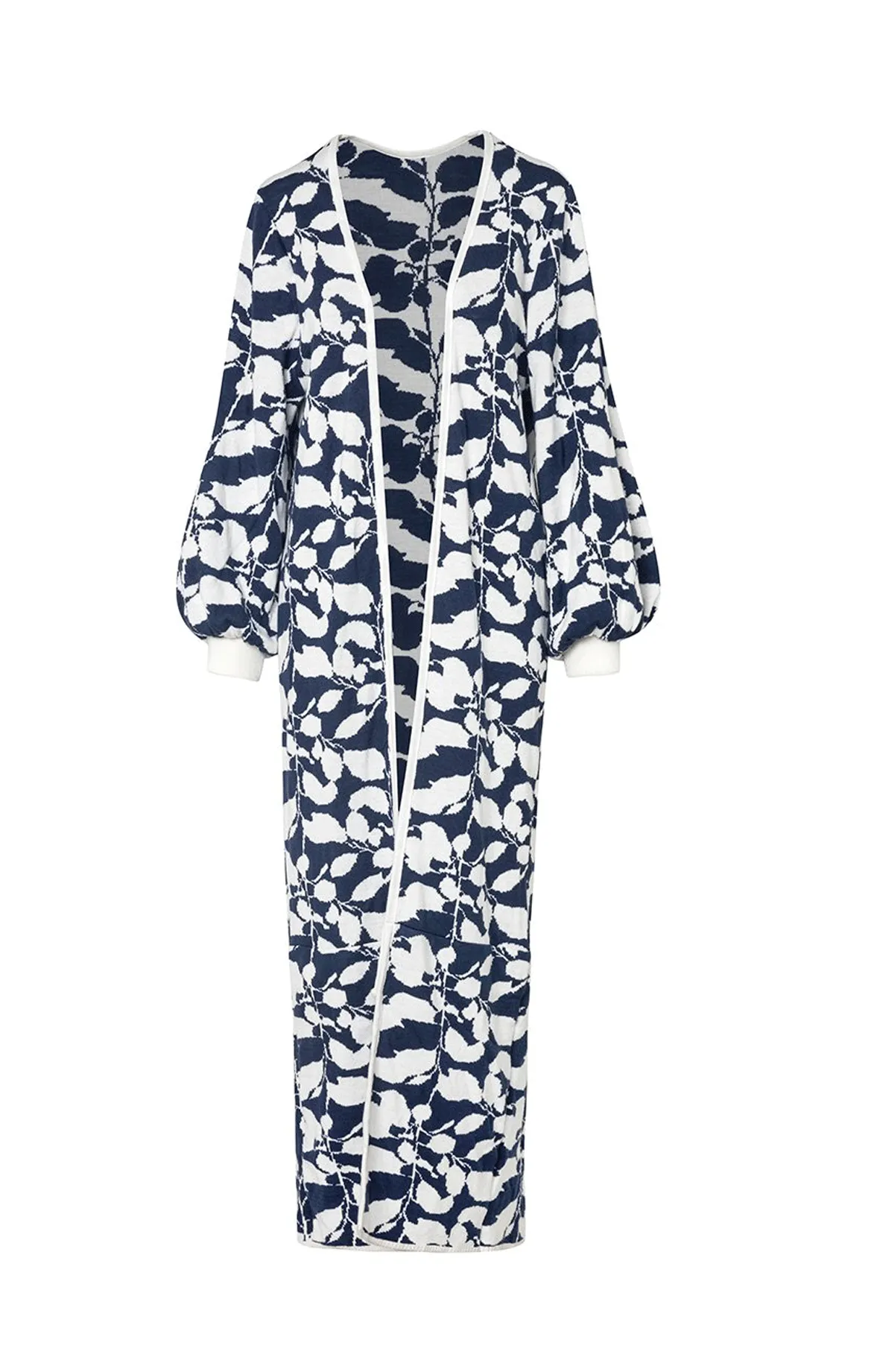 Blue Balloon Sleeves Printed Kimono