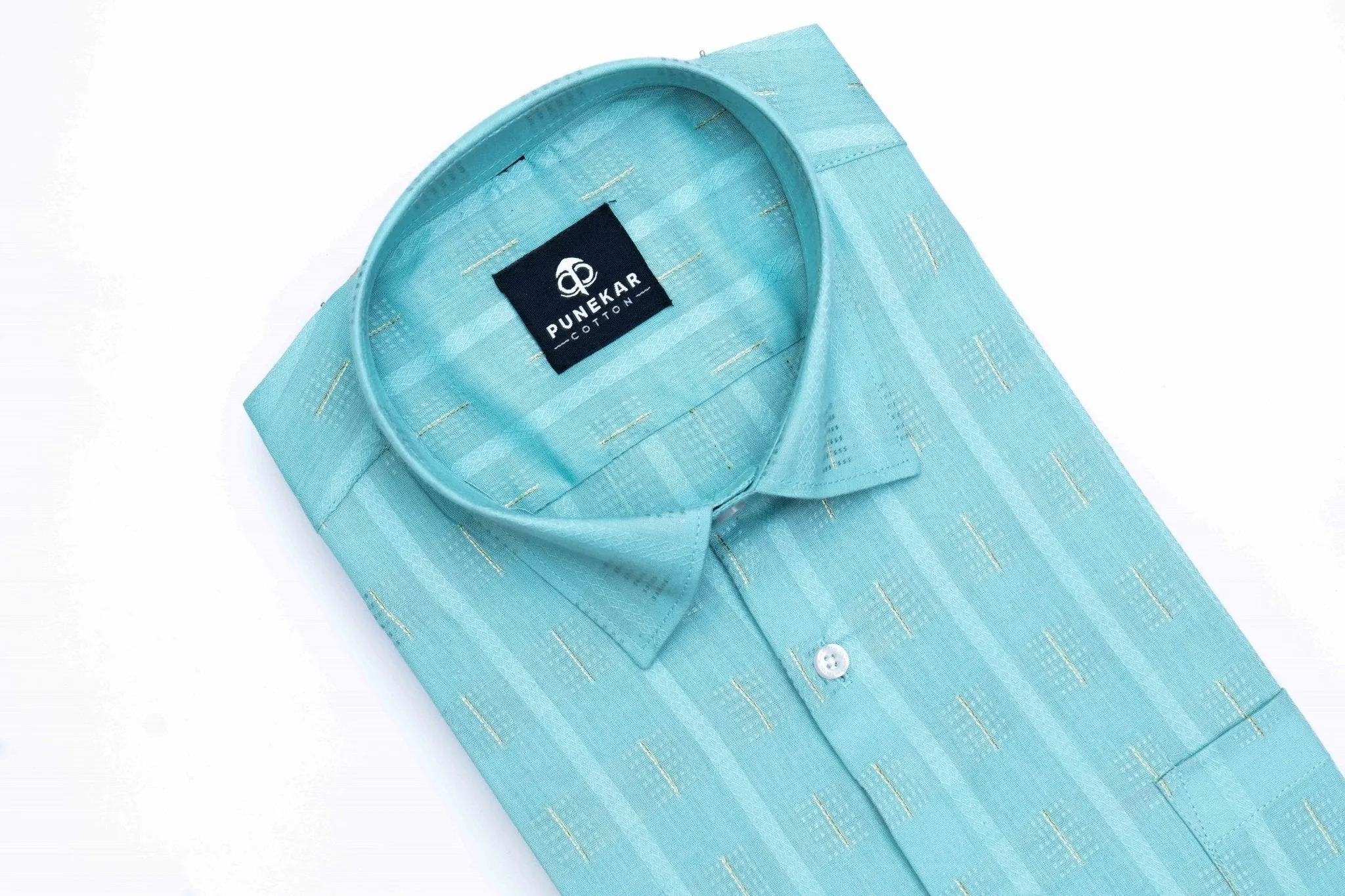 Blue Color Embroidery Pure Cotton Shirt For Men