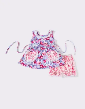 Blue floral pocket girl set