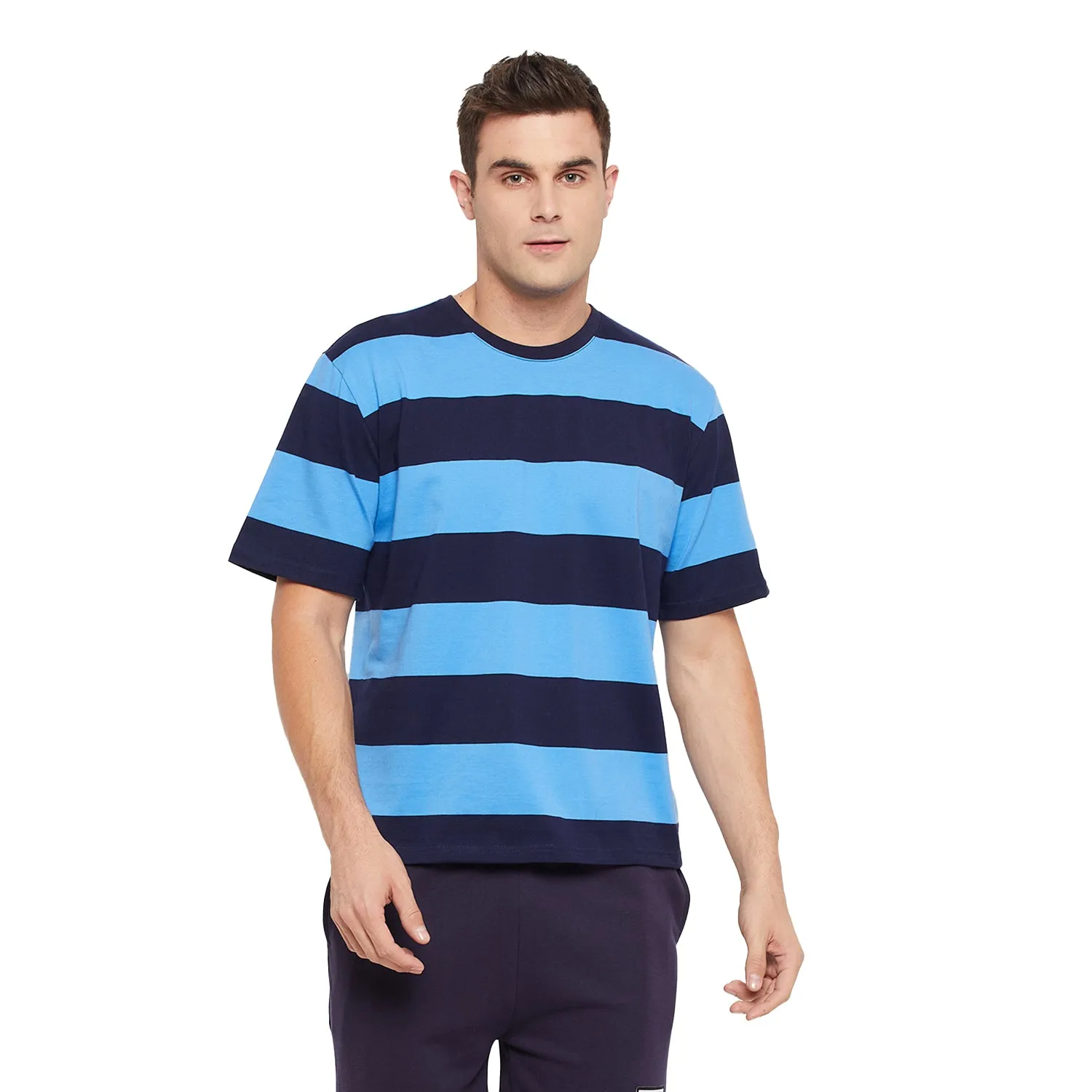 BLUE STRIPES OVERSIZED TEE