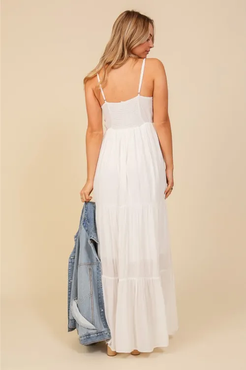 Boho Trails Lace Detail Maxi Dress - White