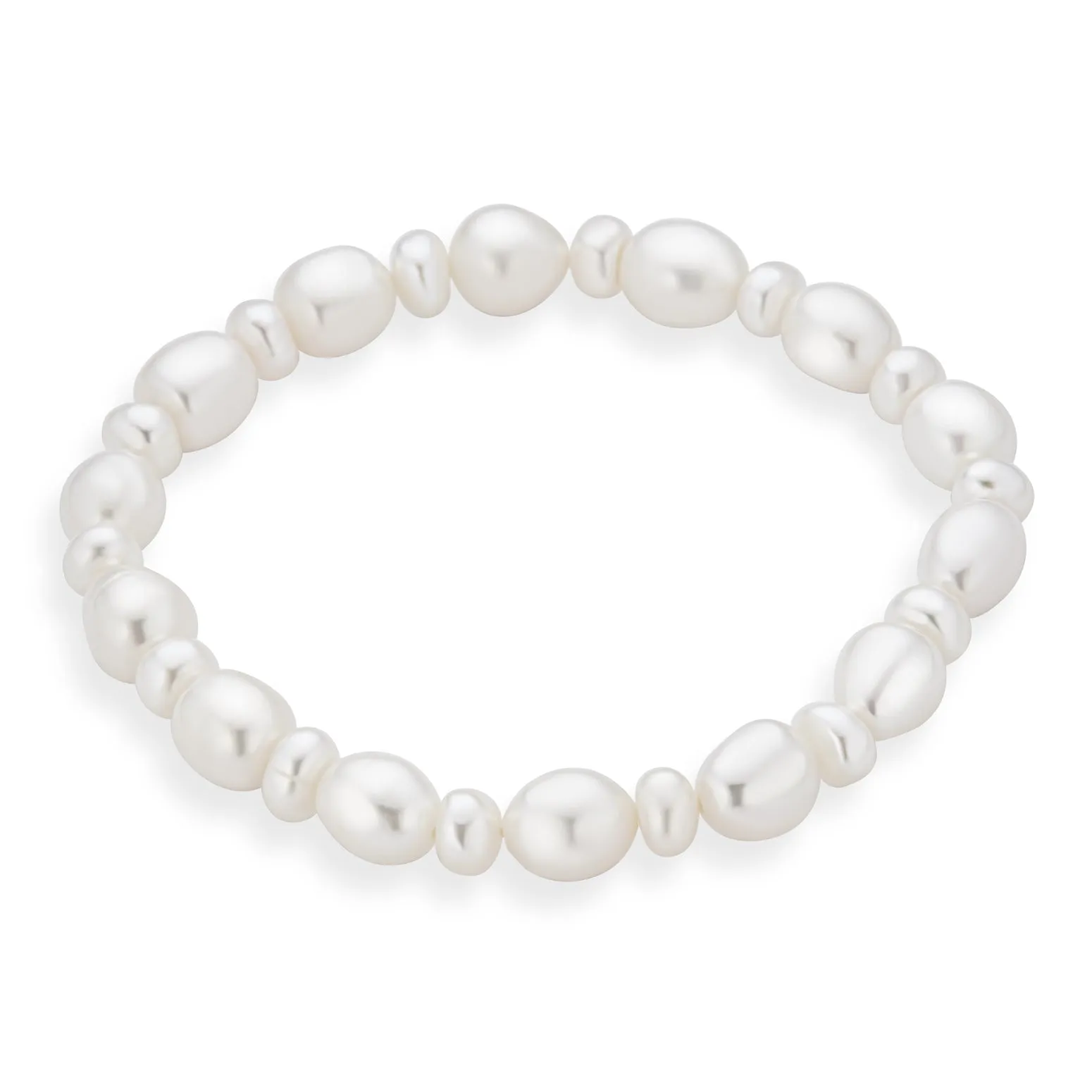 Bridal Baroque Freshwater Cultured Pearl Stretch Strand Bracelet 6-8"