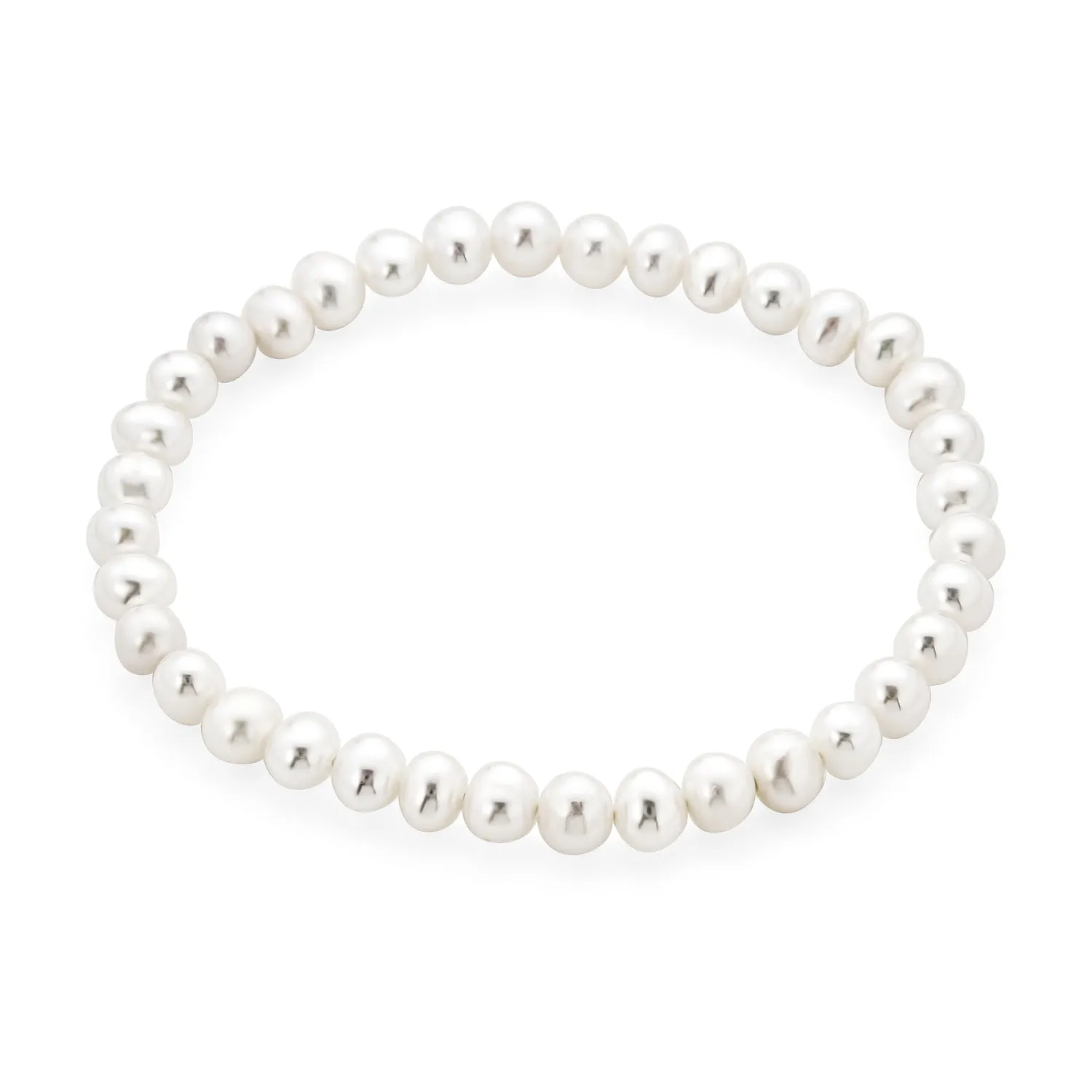 Bridal Baroque Freshwater Cultured Pearl Stretch Strand Bracelet 6-8"