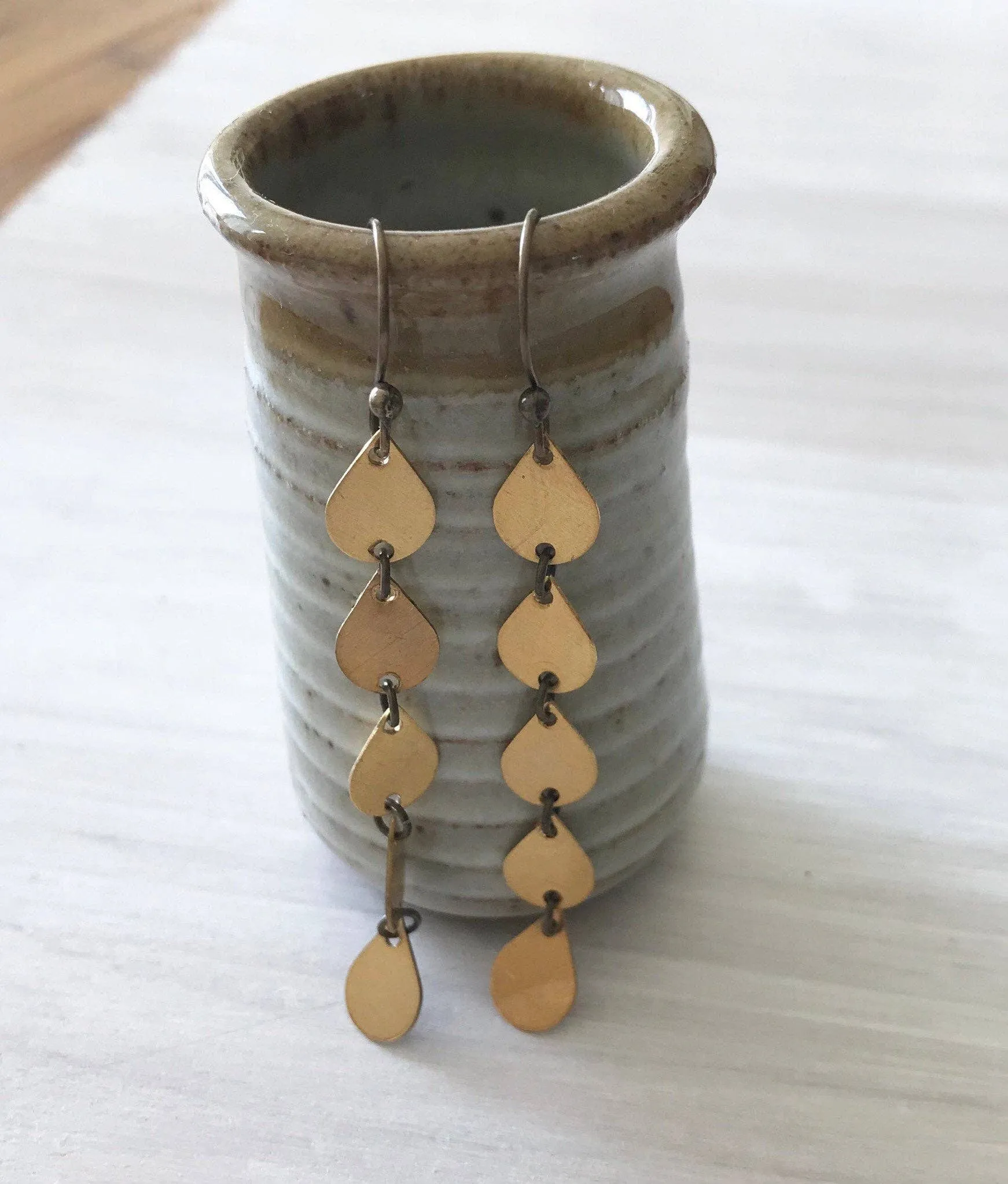 Bronze teardrop dangle earrings