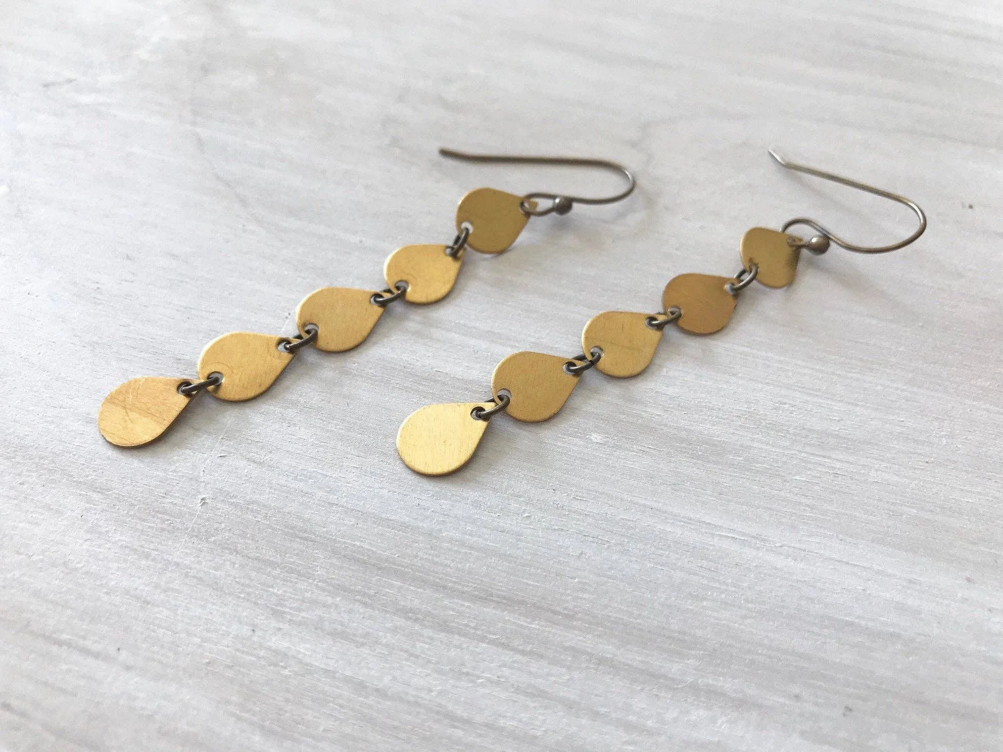 Bronze teardrop dangle earrings