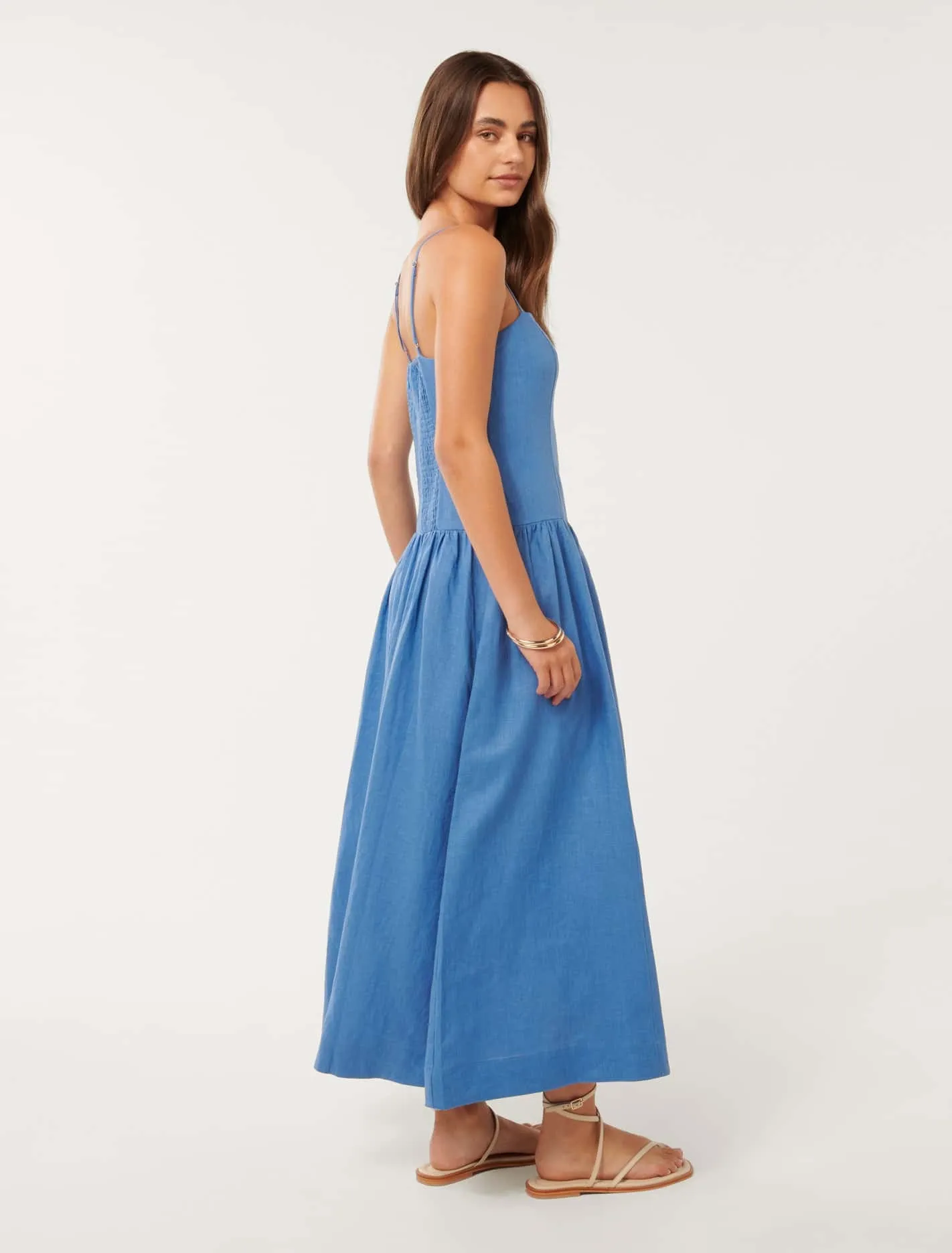 Brooke Linen Drop Waist Midi Dress