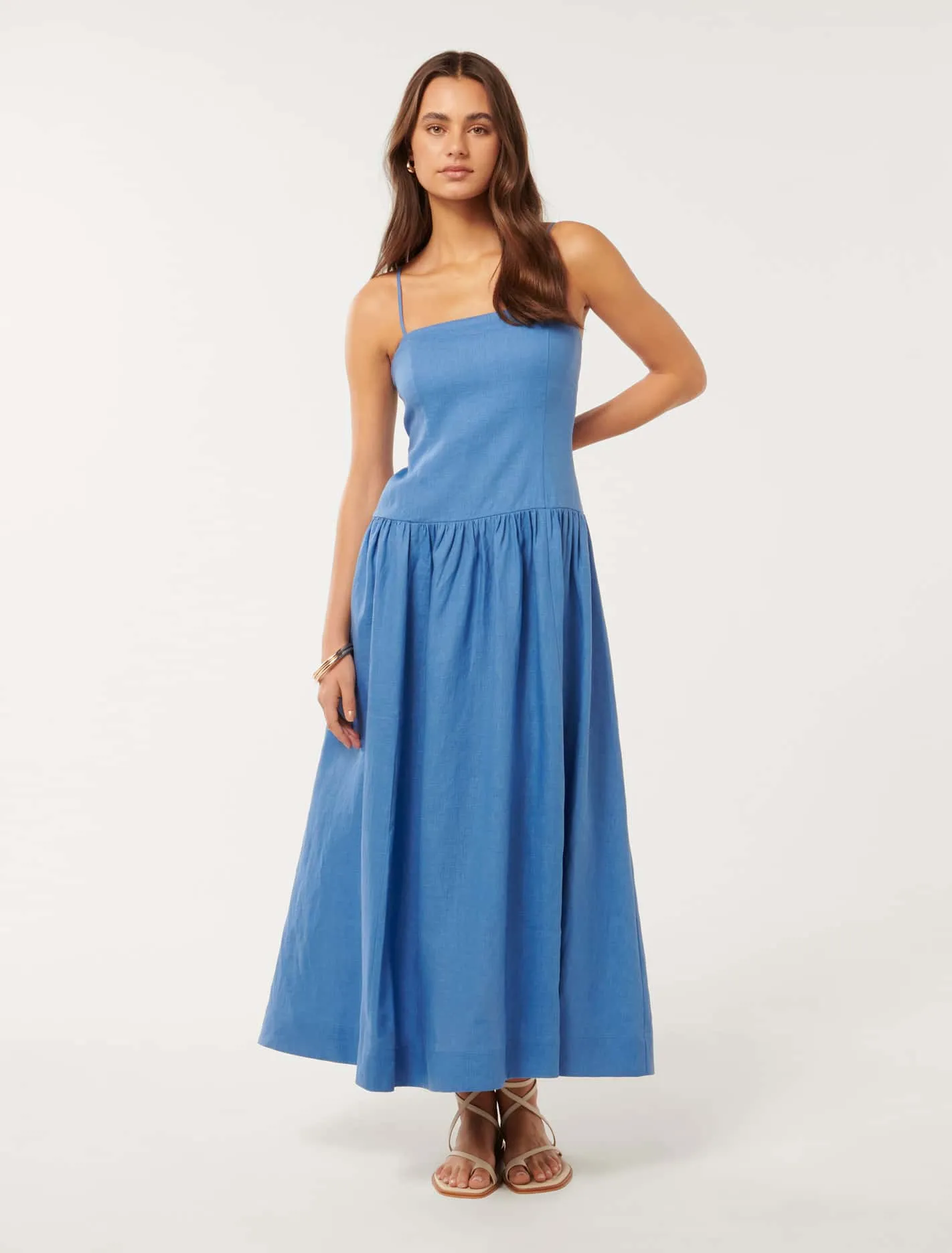 Brooke Linen Drop Waist Midi Dress