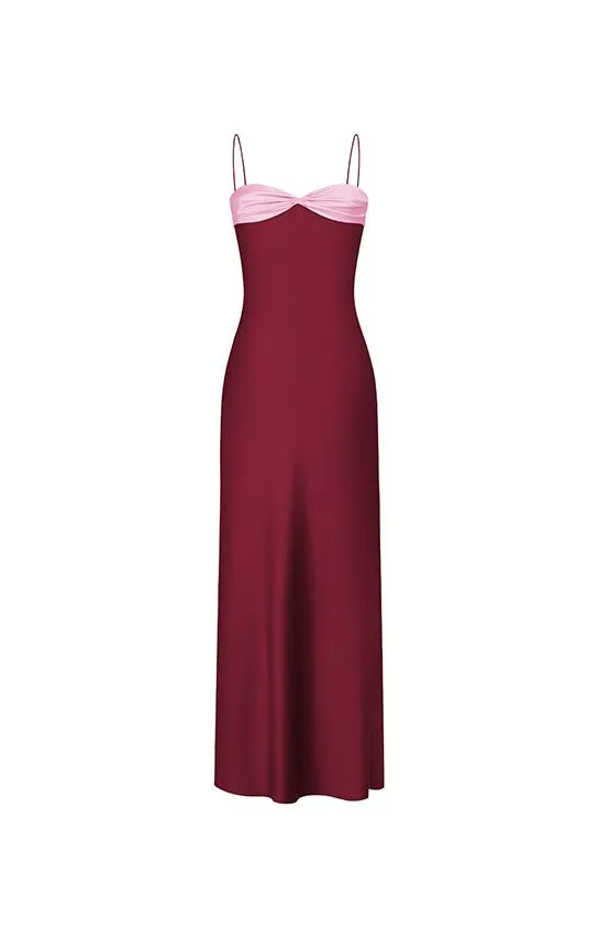 Burgundy Spaghetti Straps Simple Party Dress Wedding Guest Dress, DP2833