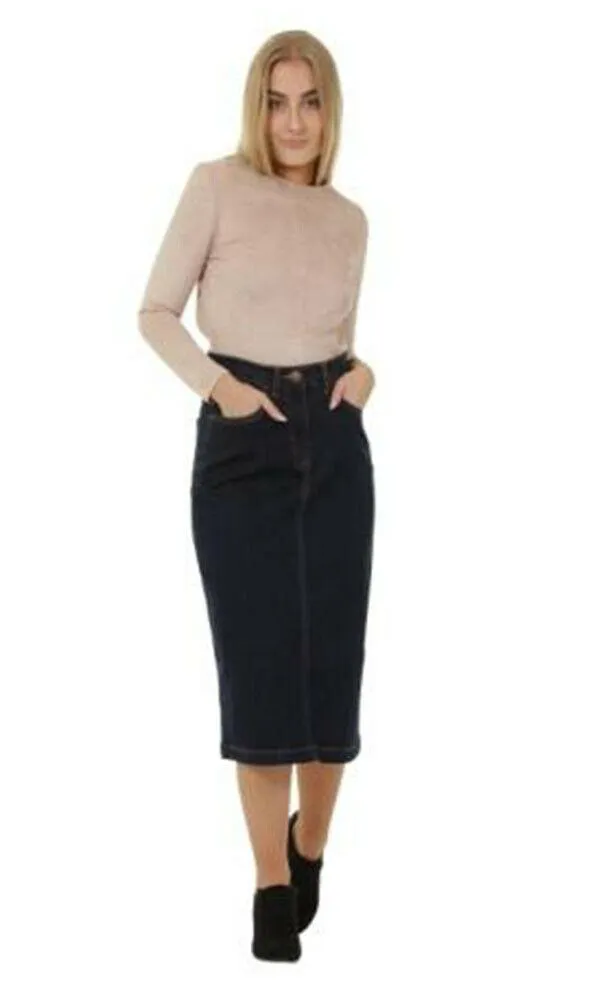 Calf-length Denim Skirt - Size 8 only