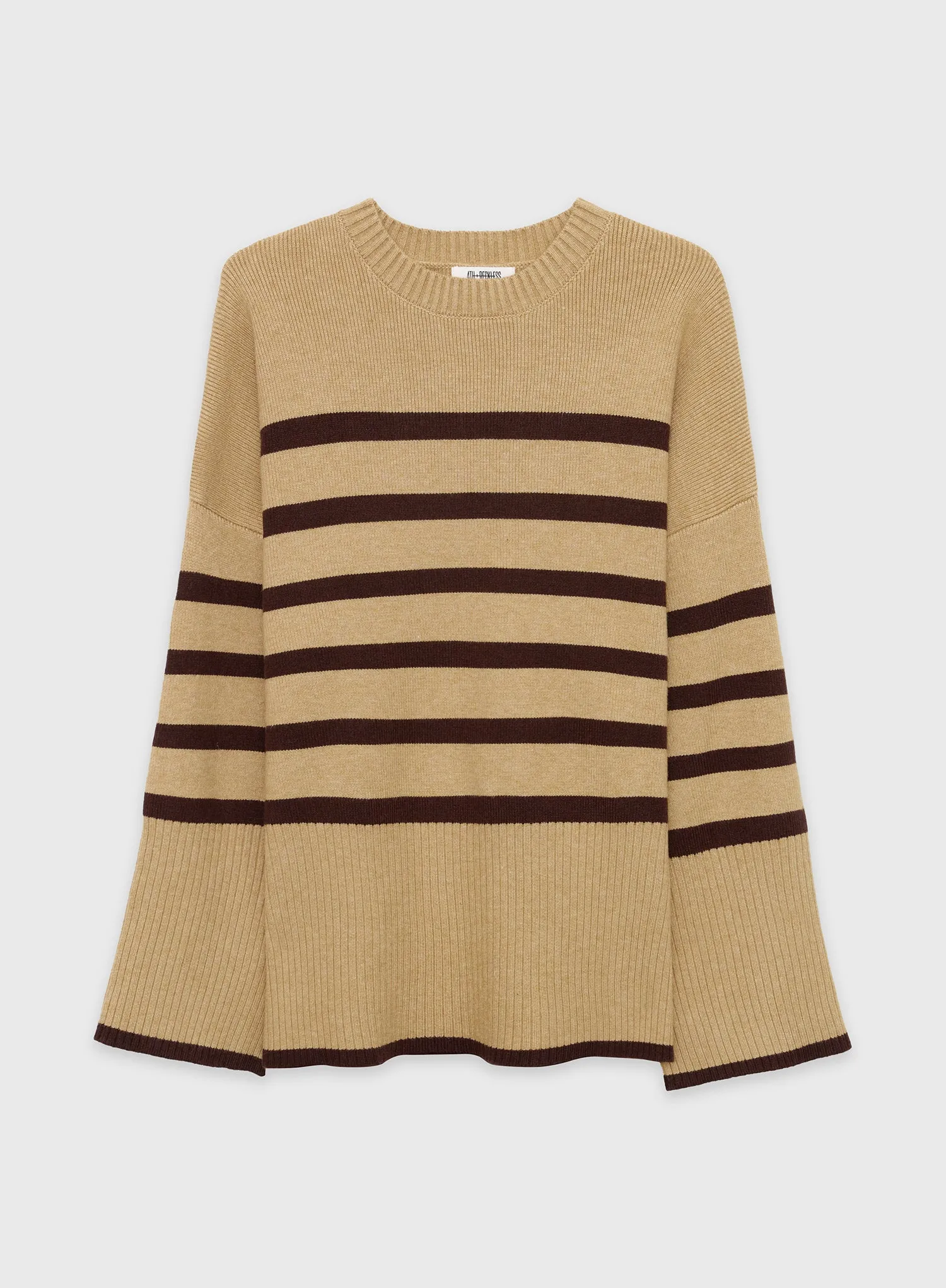 Camel Striped Boxy Knitted Jumper - Cleo