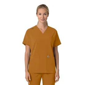 Carhartt Force Cross-Flex Women's Oversized V-Neck Scrub Top - Fox Brown