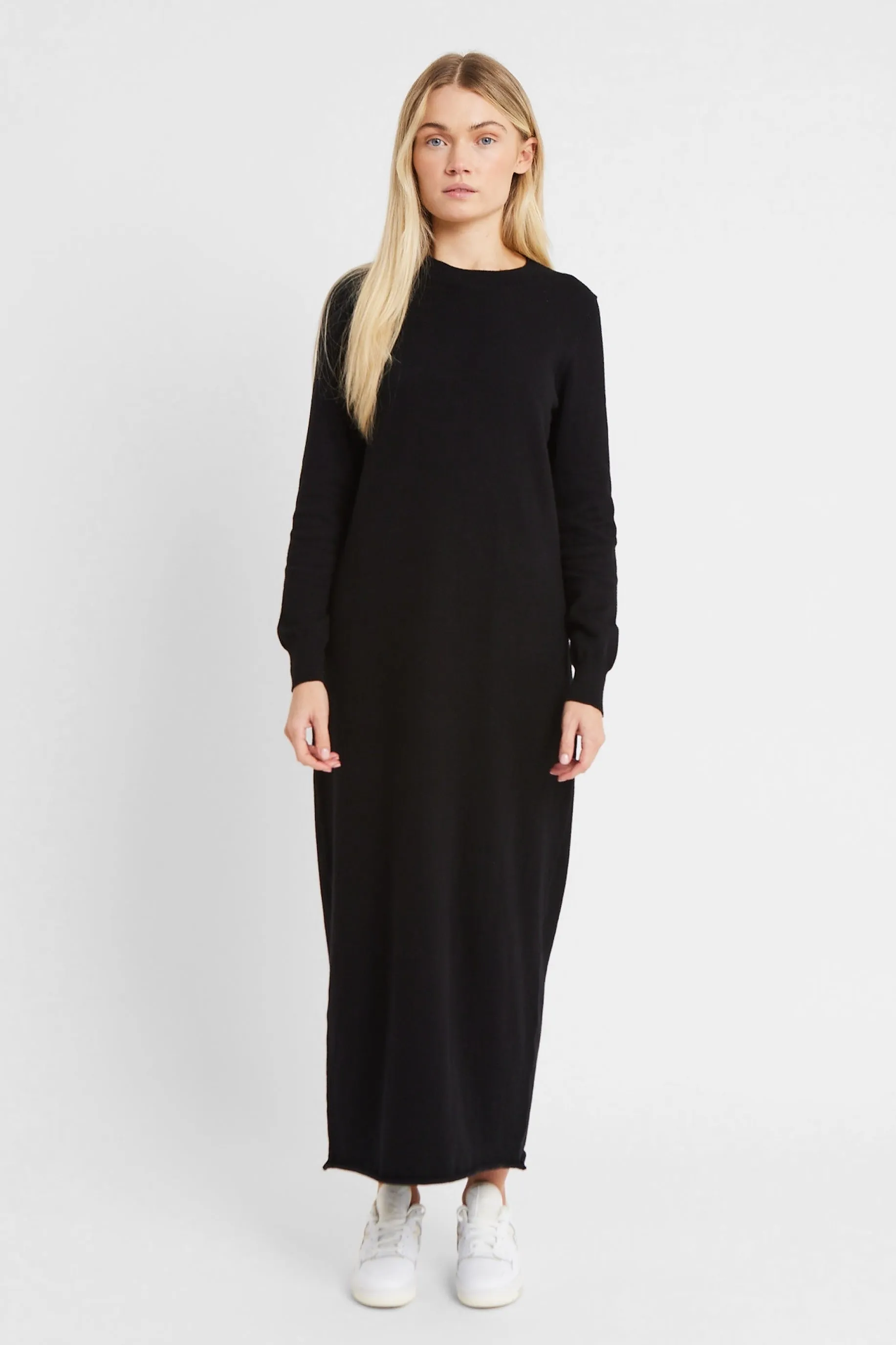 Cashmere Blend Column Maxi Dress - Black