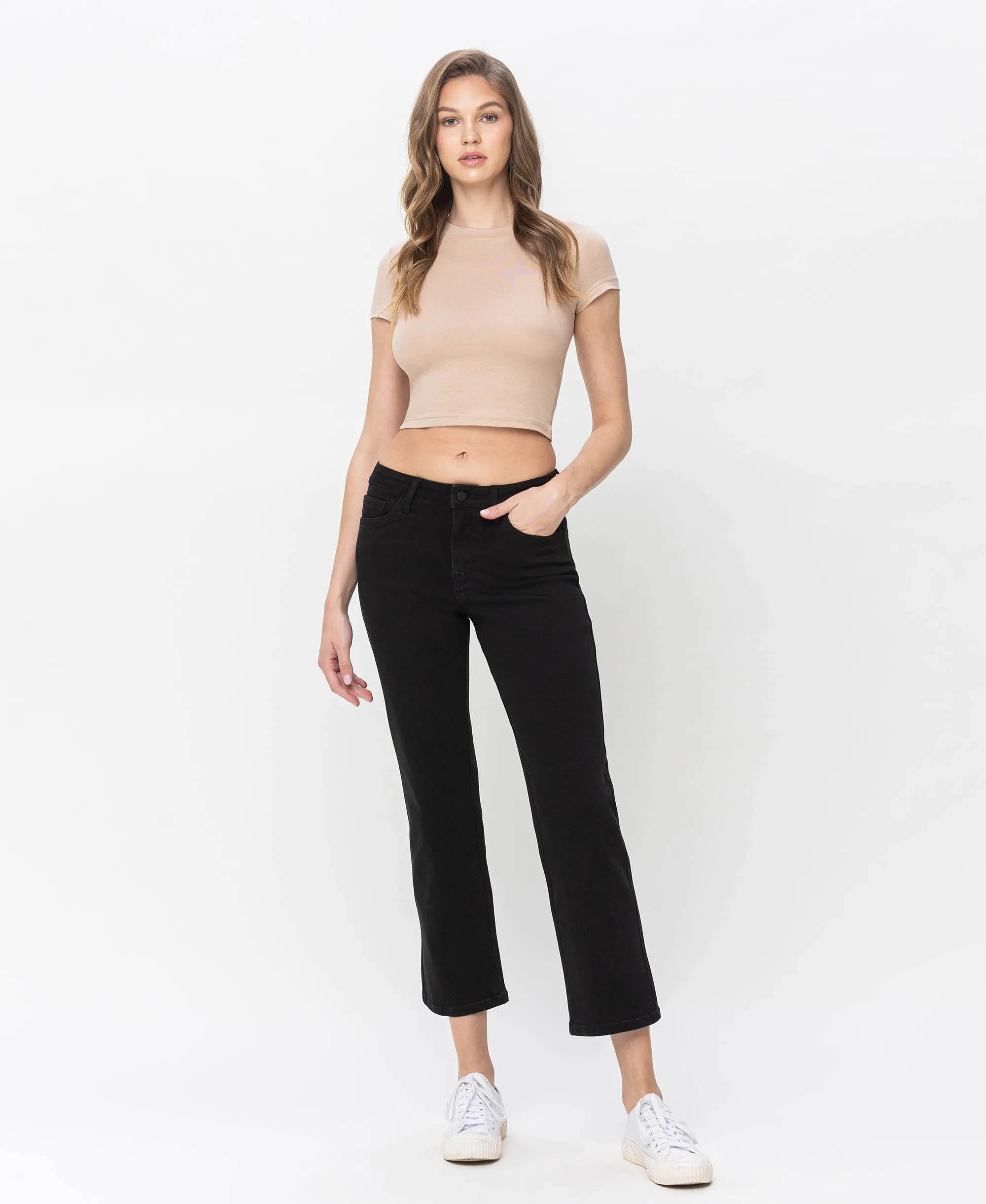 Catchy - High Rise Ankle Straight Jeans