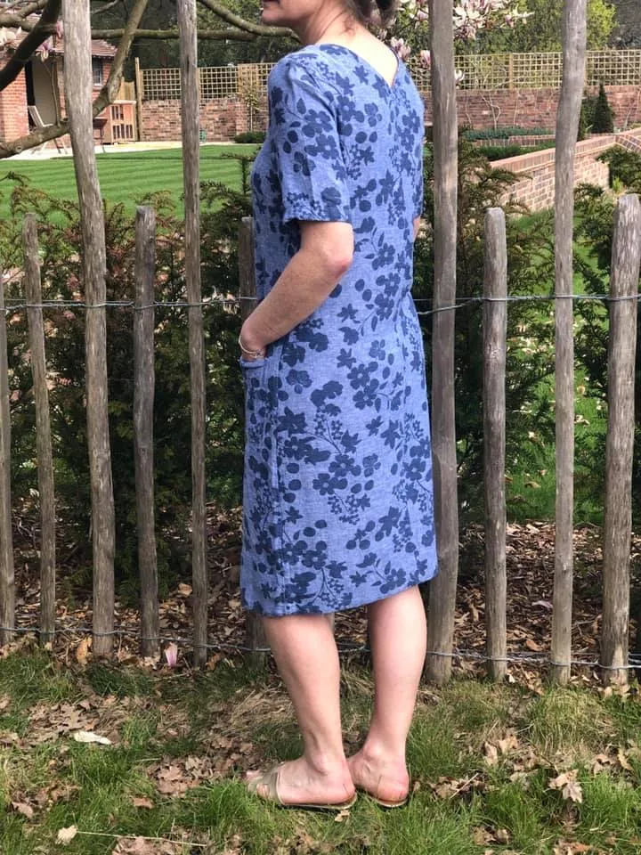 Chambray Floral Linen Dress