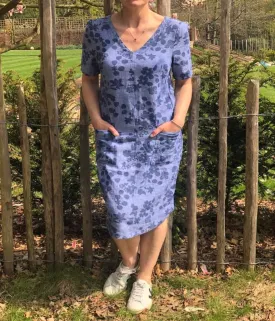 Chambray Floral Linen Dress